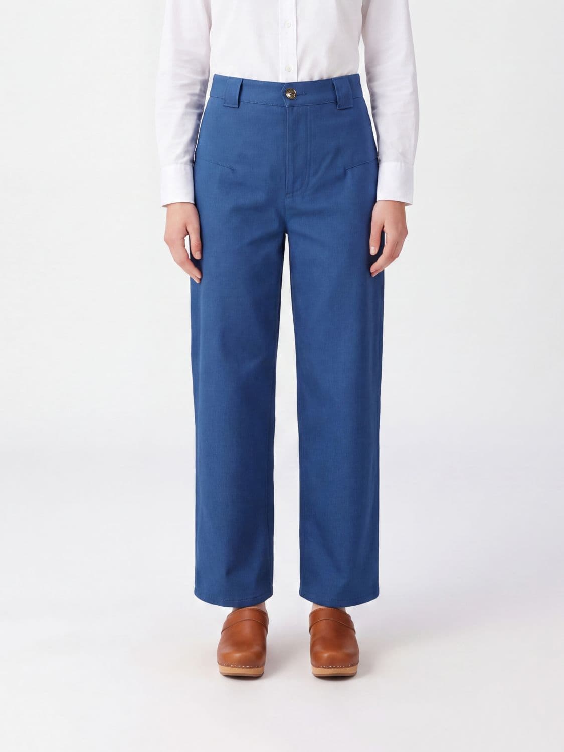 Chloé High-Waisted Wide-Leg Cotton Trousers with Slant Pockets
