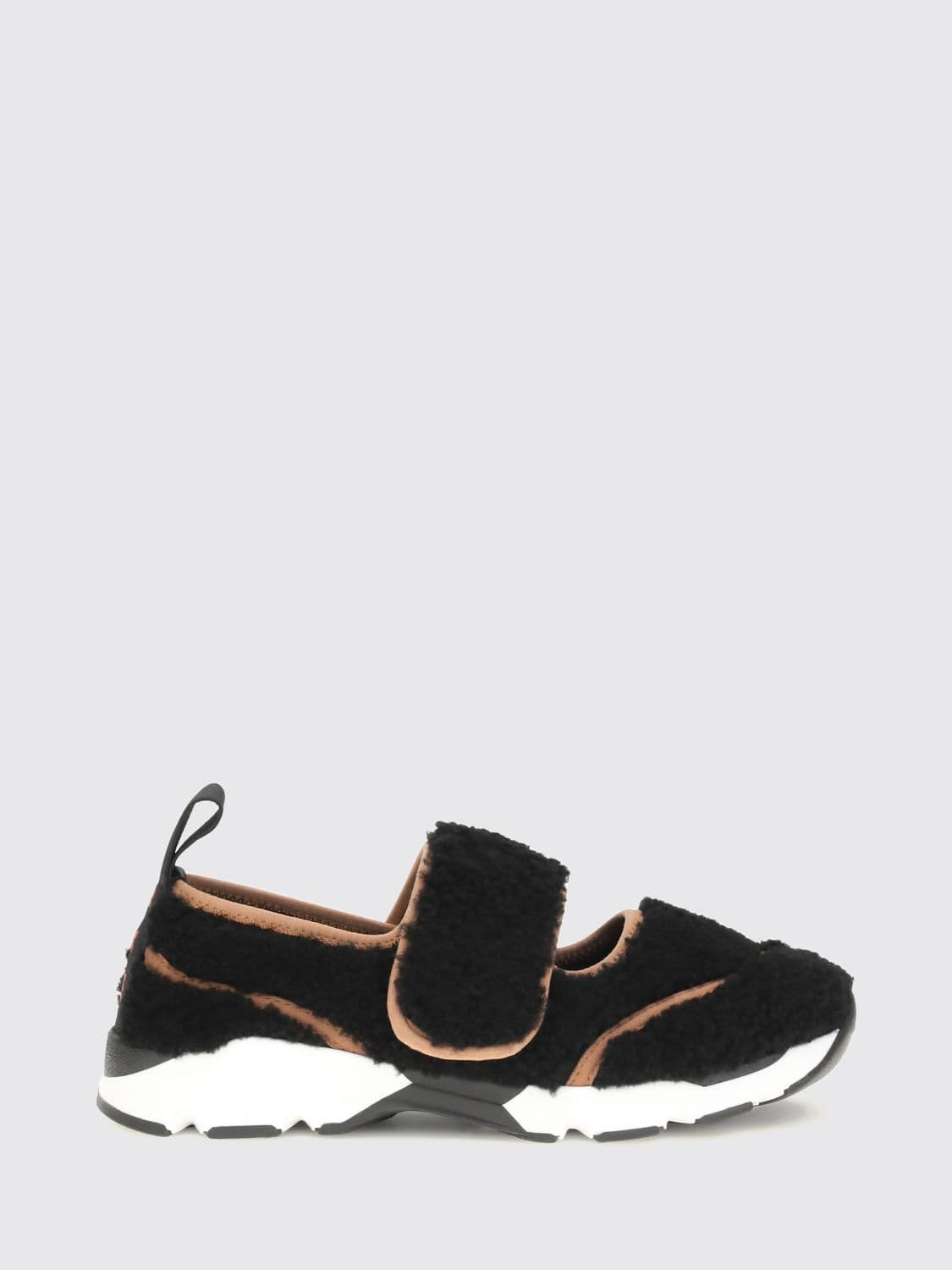 Marni Bicolour Shearling Mary Jane Sneakers with Velcro Strap Closure