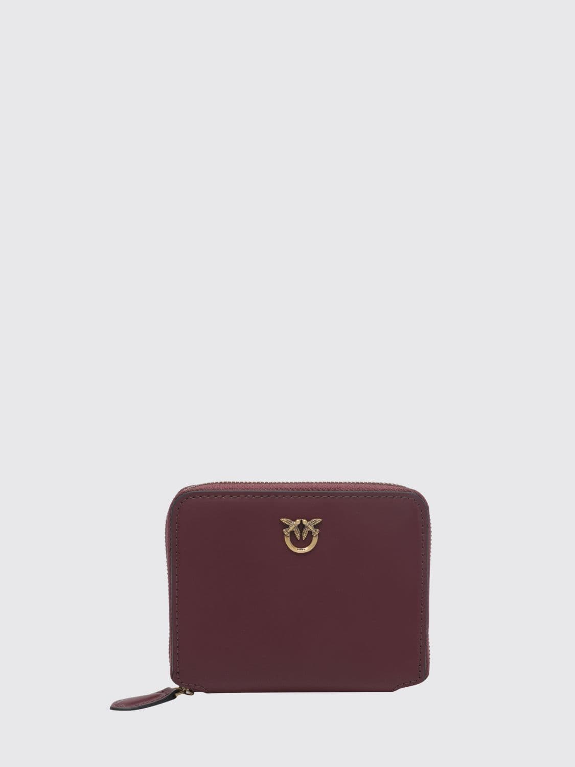 Pinko Cowhide Leather Wallet with Closure and Love Birds Logo Plaque