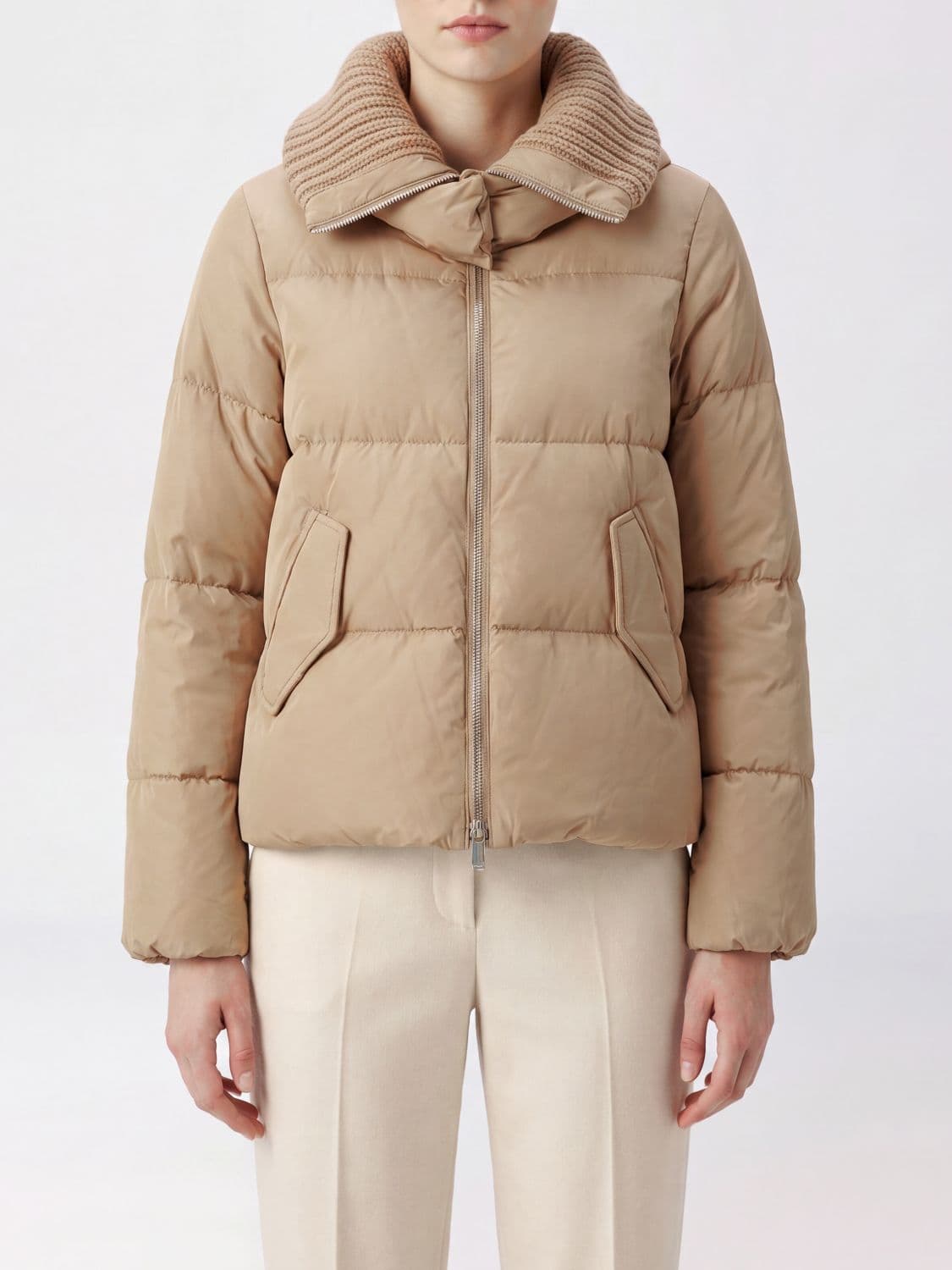Pinko Dianthus Quilted Nylon Down Jacket with High Neck and Removable Hood