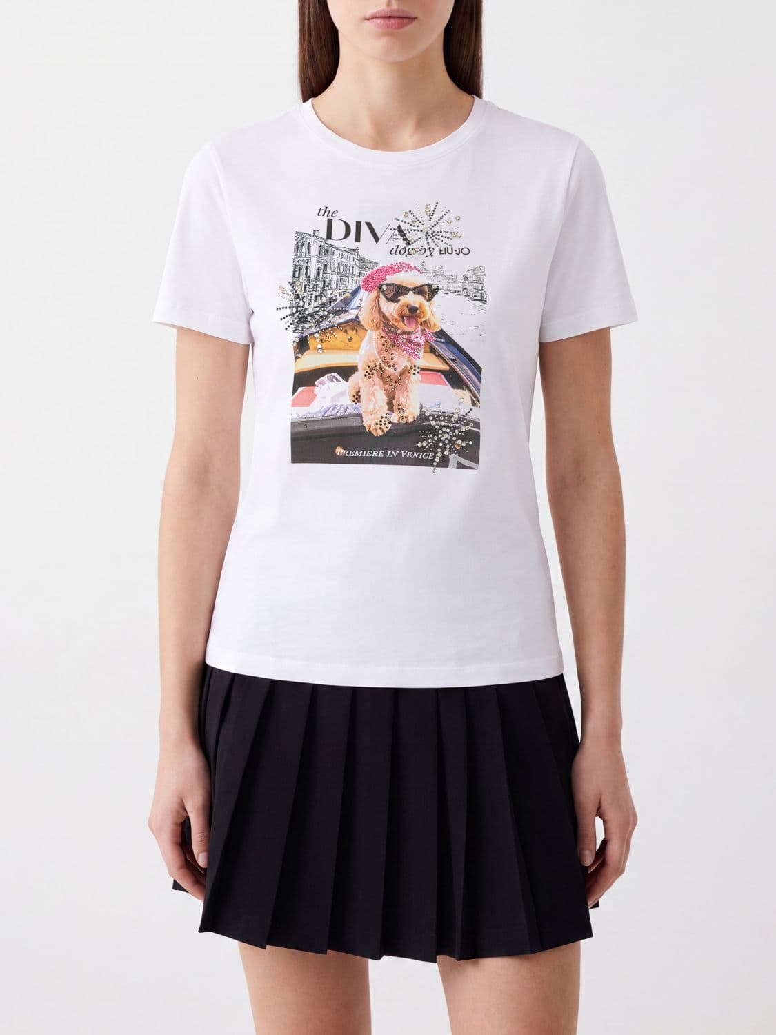 Liu Jo Slim Fit Cotton T-shirt with Graphic Logo Print