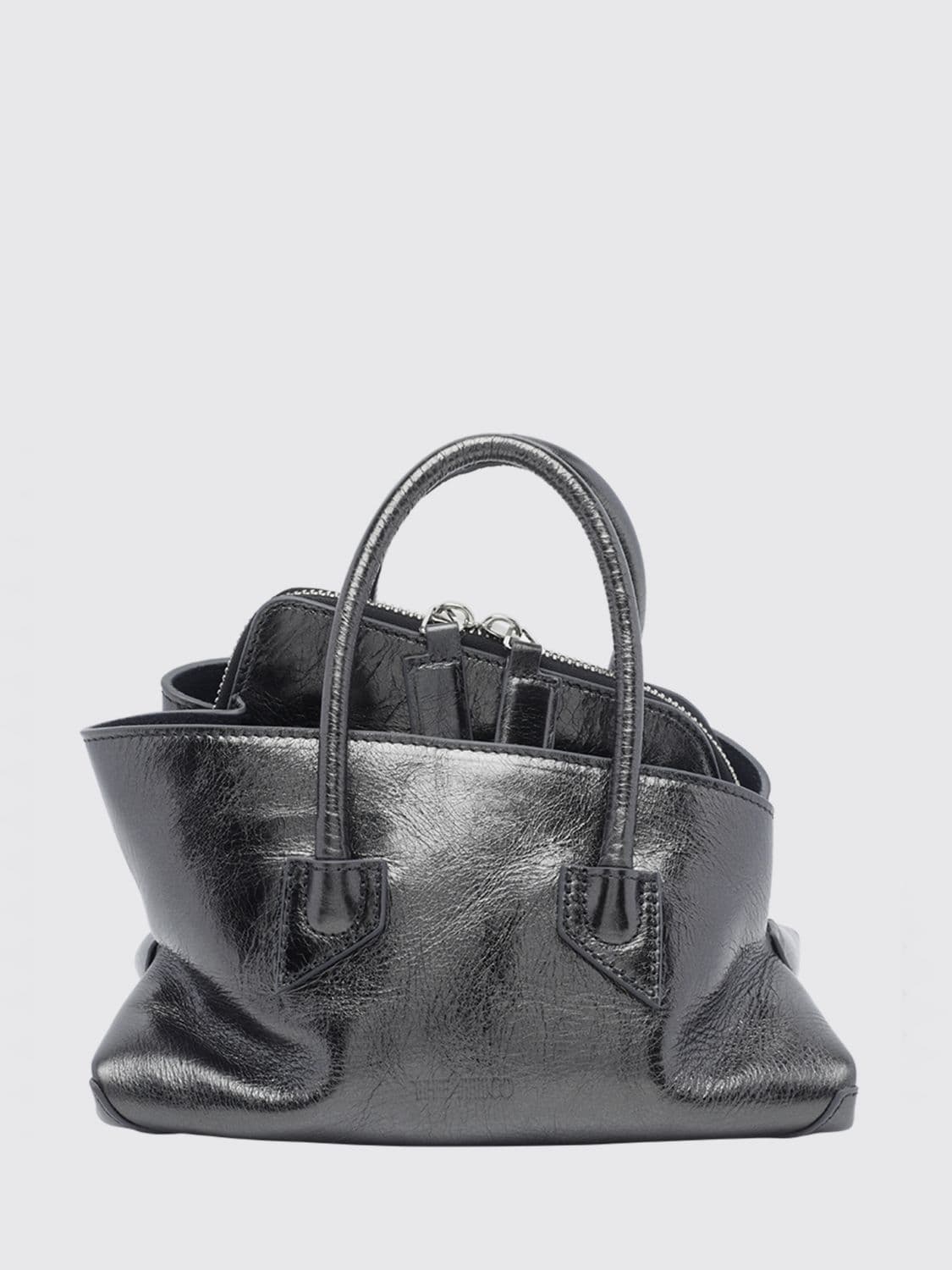 The Attico La Passeggiata Mini Crackled Leather Bag with Removable Strap
