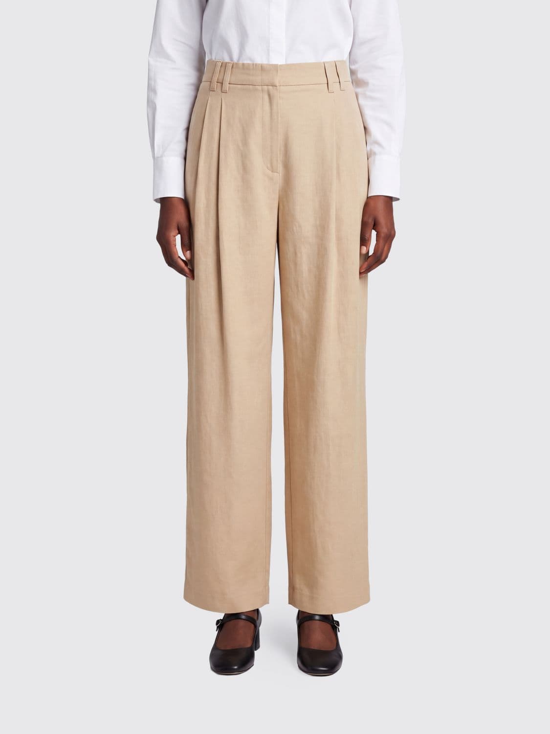Brunello Cucinelli High-Waisted Pleated Wide-Leg Trousers in a Cotton Blend