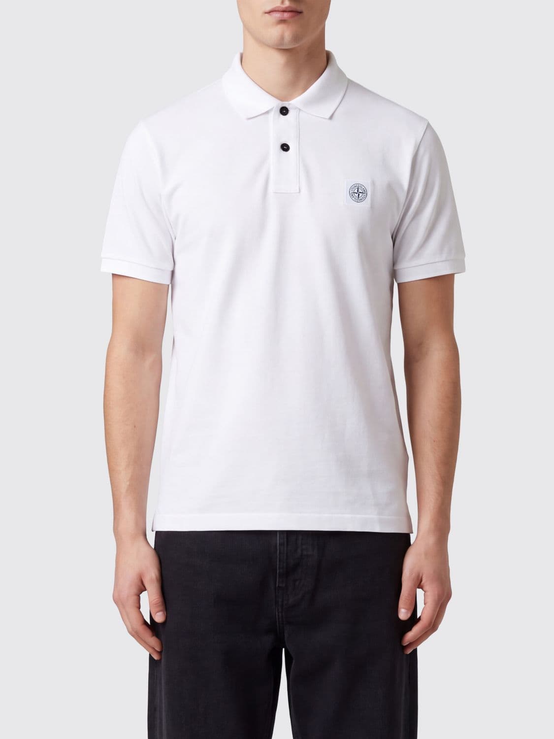 Stone Island Slim Fit Cotton Short-Sleeved Polo Shirt with Compass Logo Patch