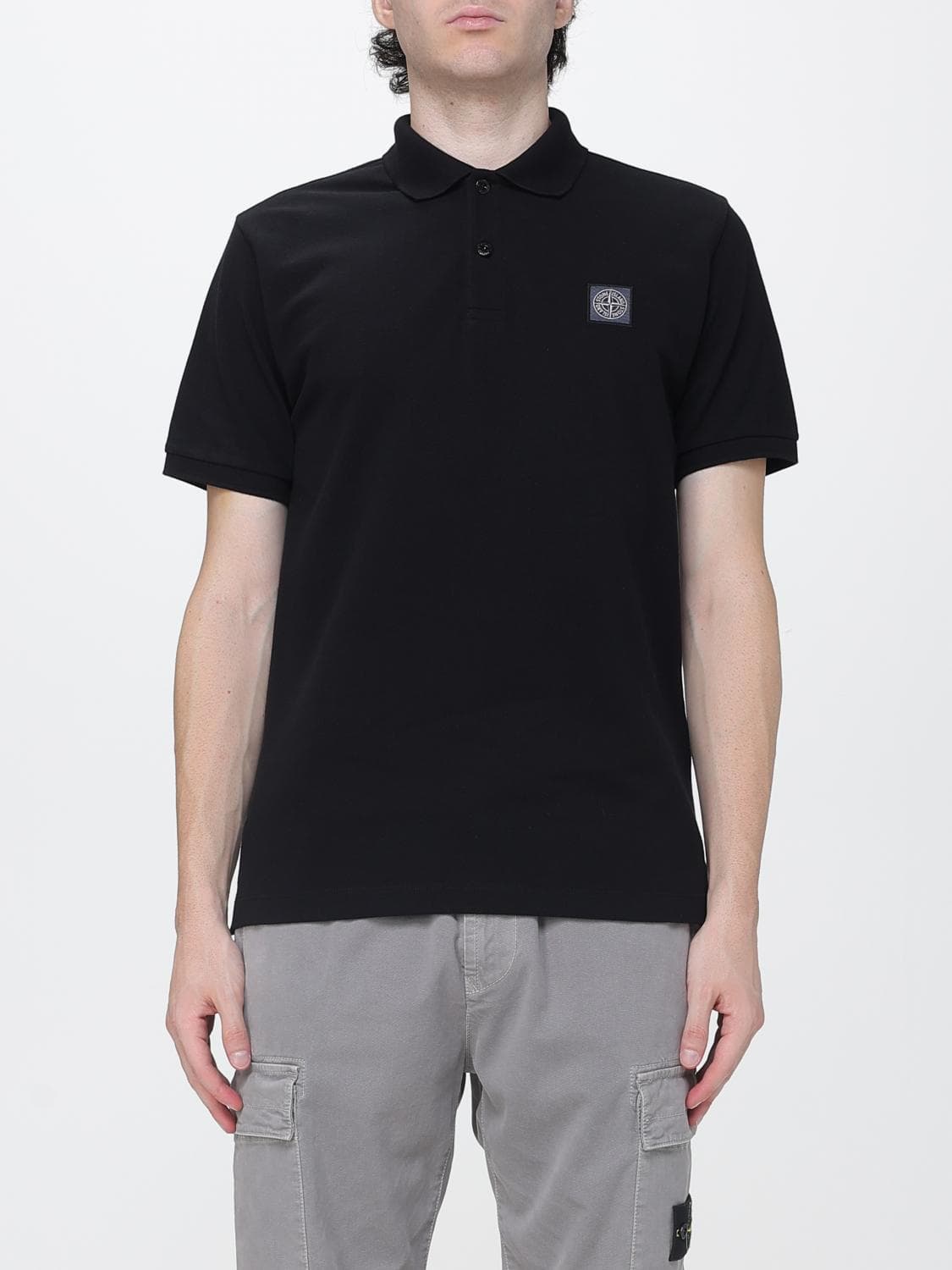 Stone Island Slim Fit Cotton Short-Sleeved Polo Shirt with Compass Logo Patch