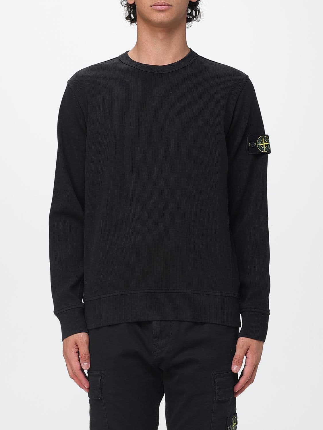 Stone Island Compass Logo Patch Cotton Crewneck Sweatshirt