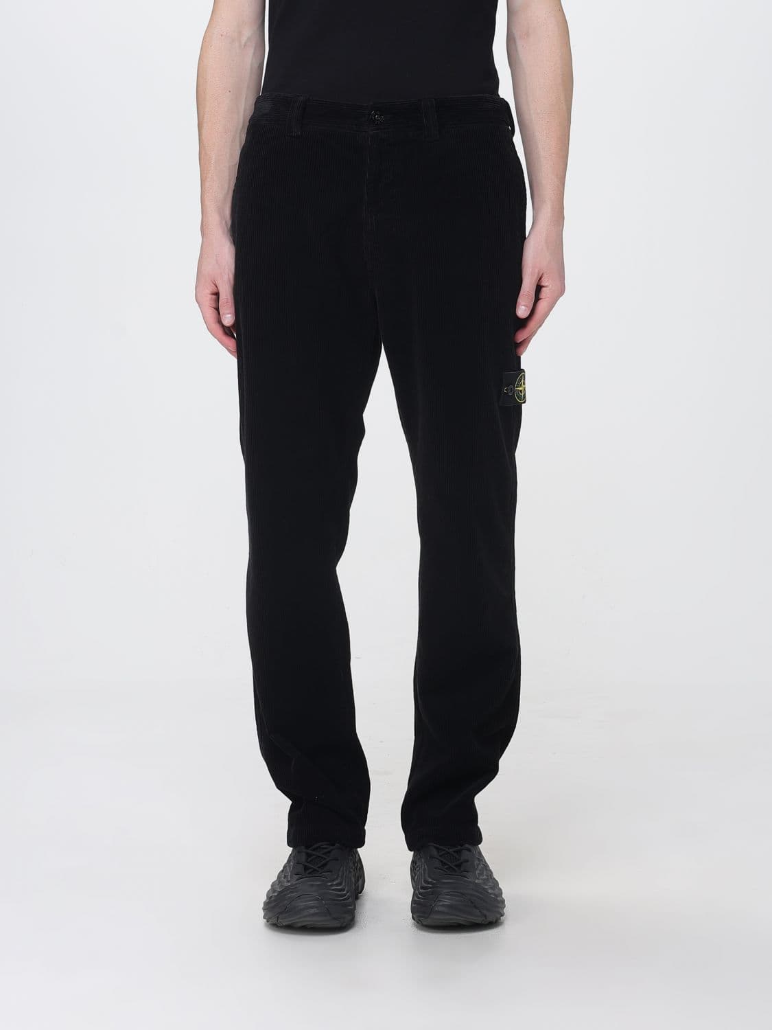 Stone Island Velvet Chino Trousers with Compass Logo Patch