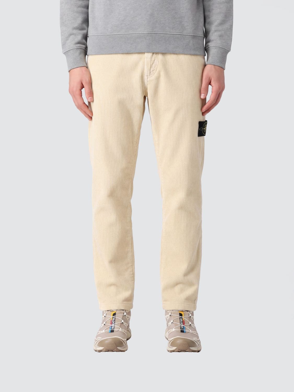 Stone Island Velvet Chino Trousers with Compass Logo Patch