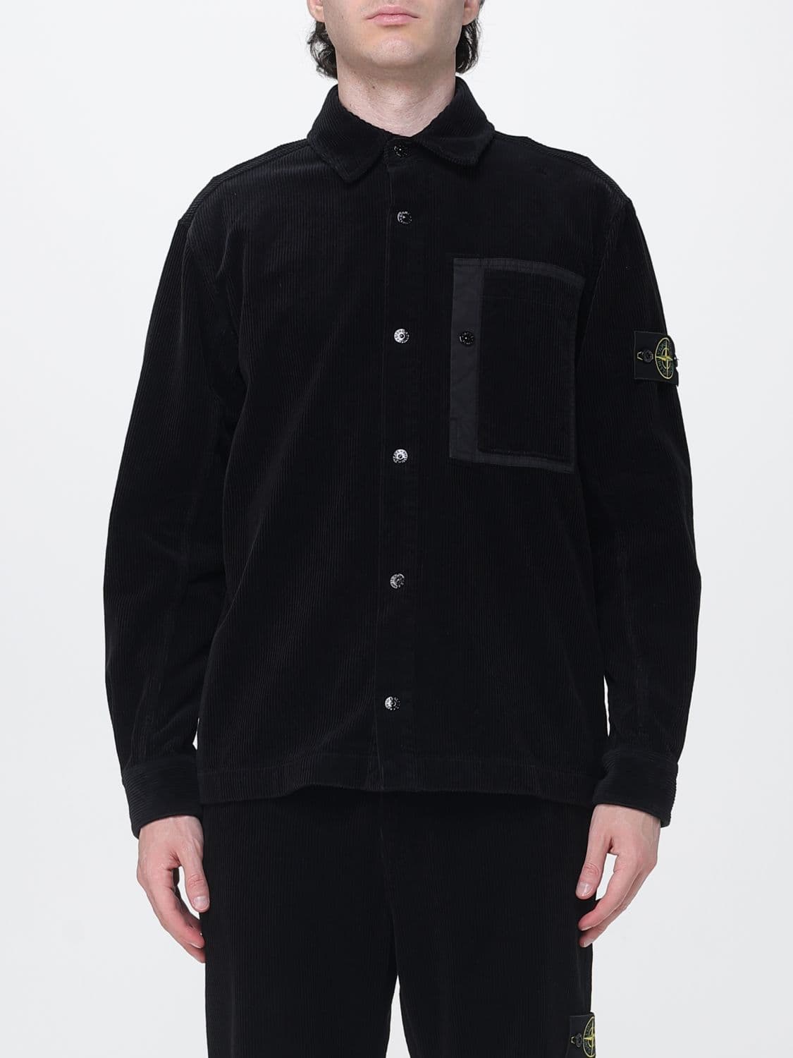 Stone Island Velvet Shirt Jacket with Compass Logo