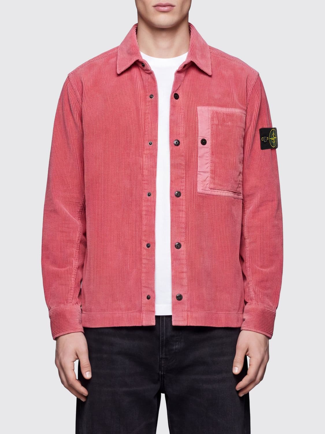 Stone Island Velvet Shirt Jacket with Compass Logo
