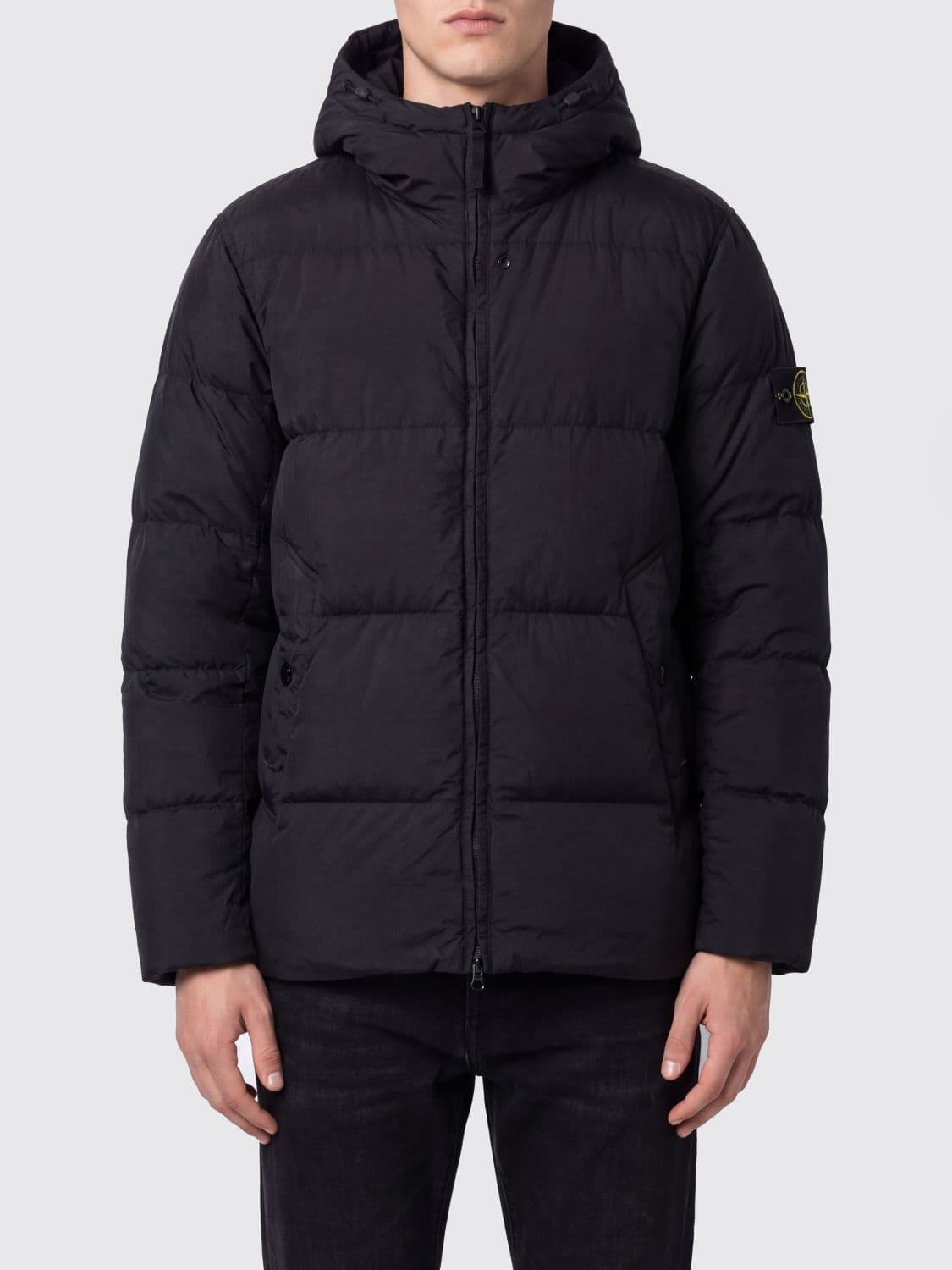 Stone Island Waterproof Nylon Puffer Jacket with Hood and Compass Logo