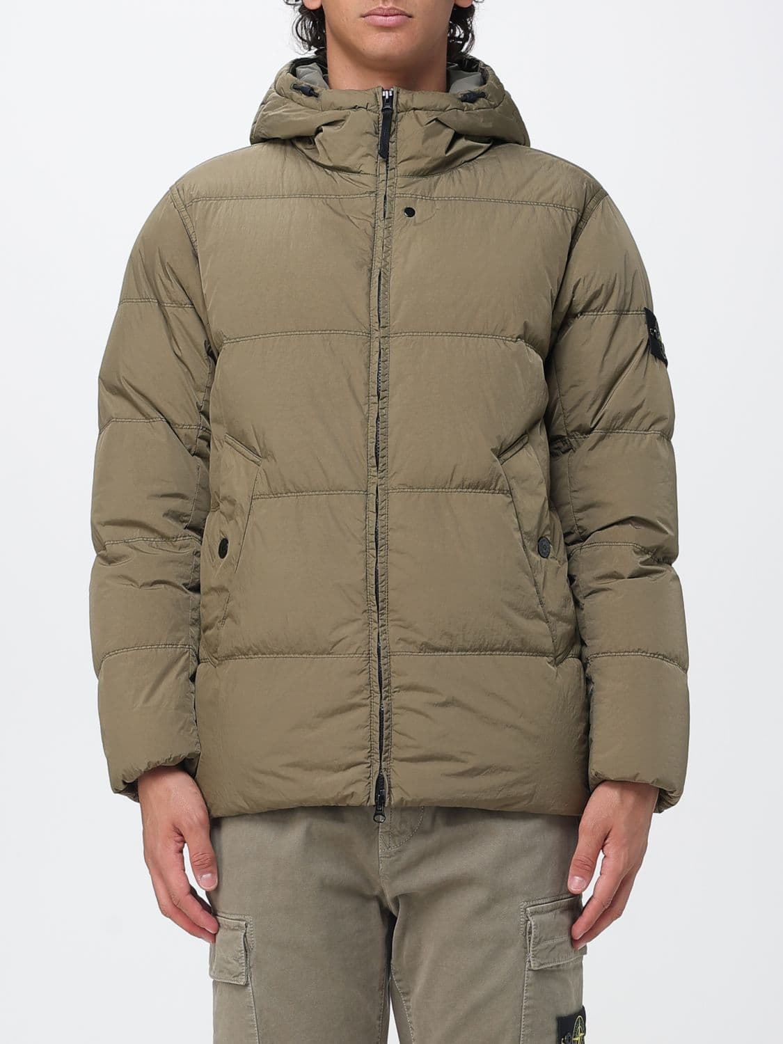 Stone Island Waterproof Nylon Puffer Jacket with Hood and Compass Logo