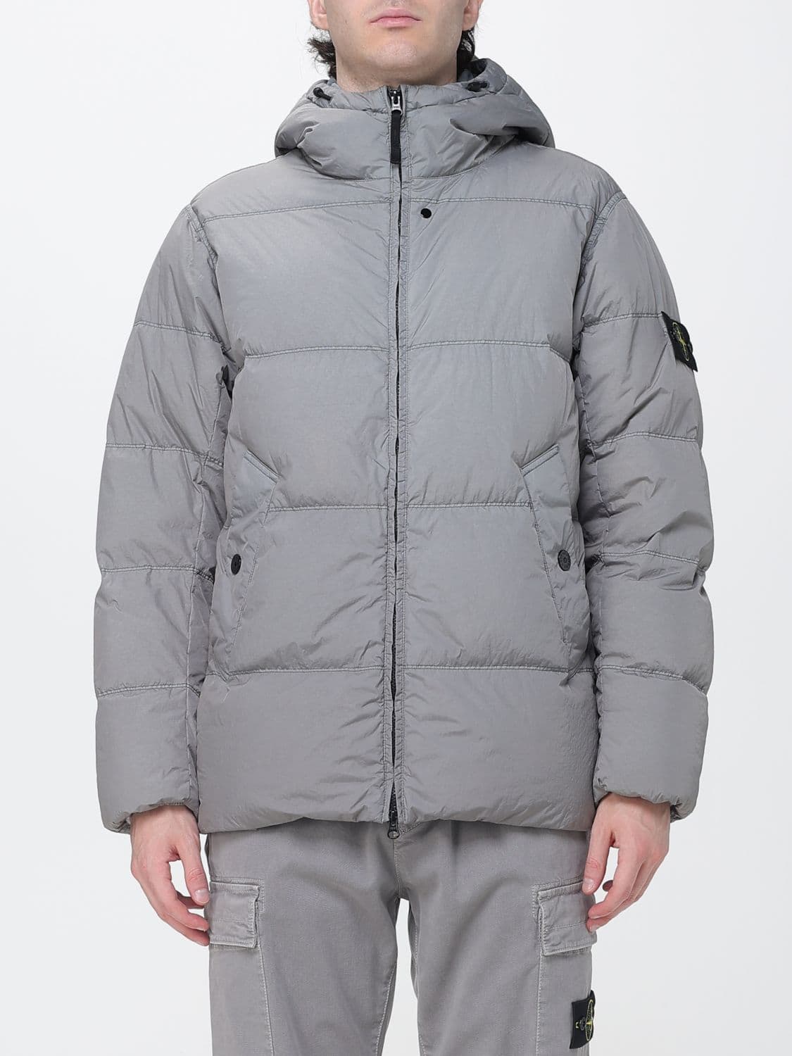 Stone Island Waterproof Nylon Puffer Jacket with Hood and Compass Logo