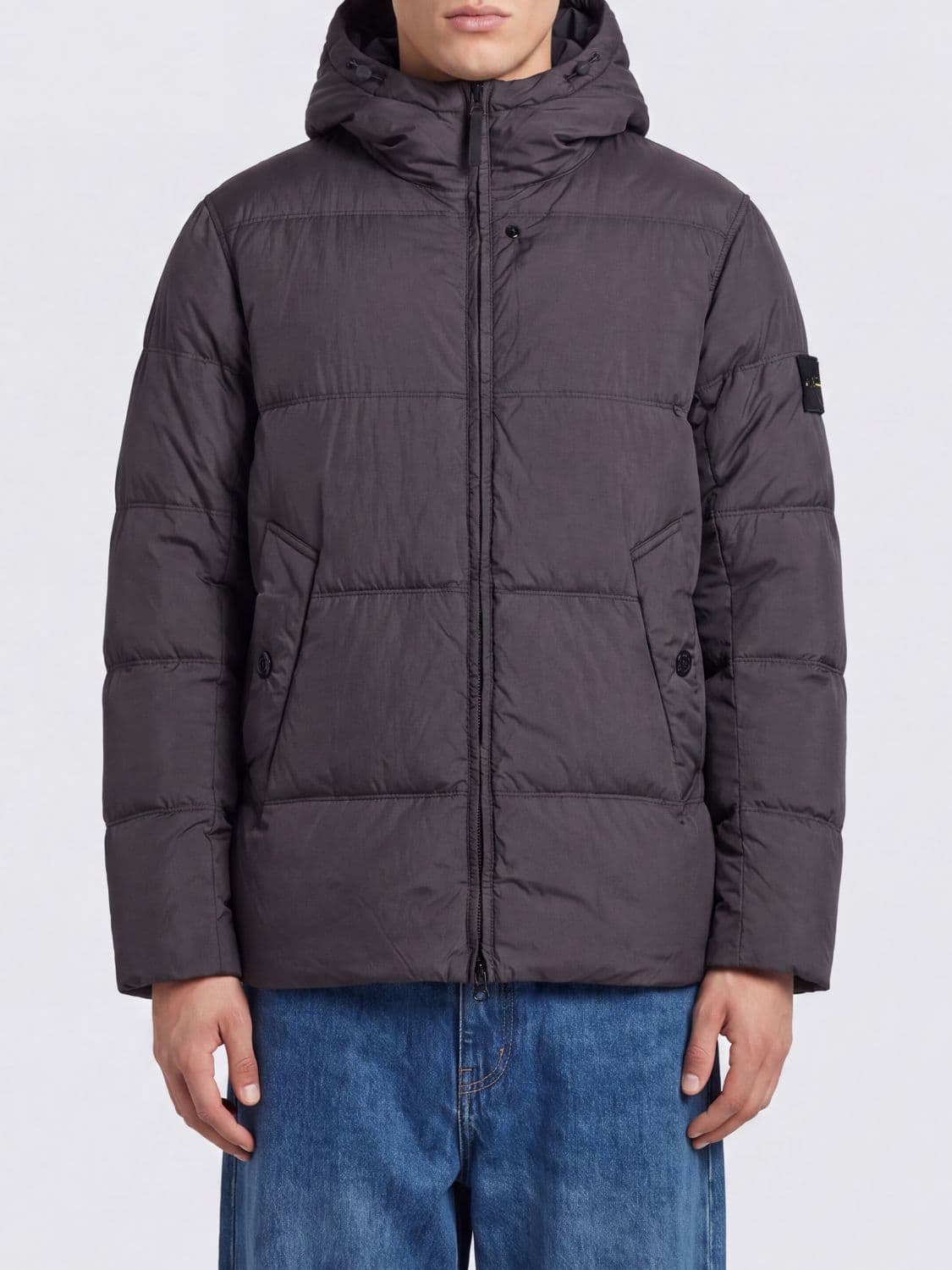 Stone Island Waterproof Nylon Puffer Jacket with Hood and Compass Logo