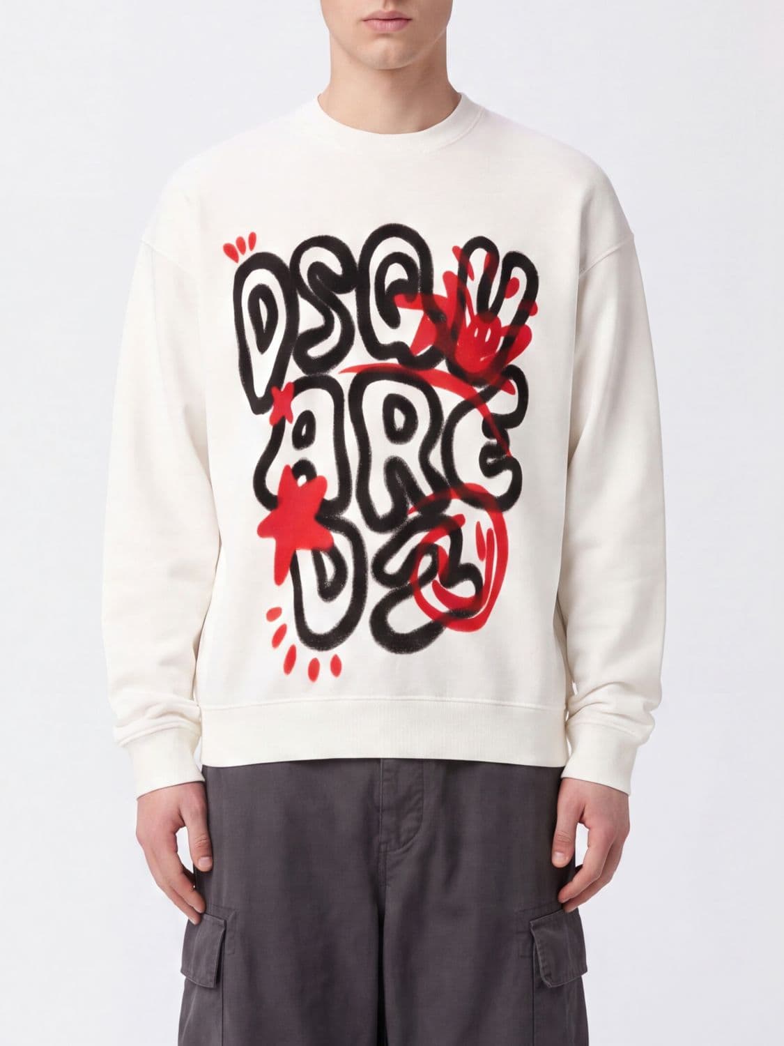 Dsquared2 Contrast Logo Cotton Crewneck Sweatshirt