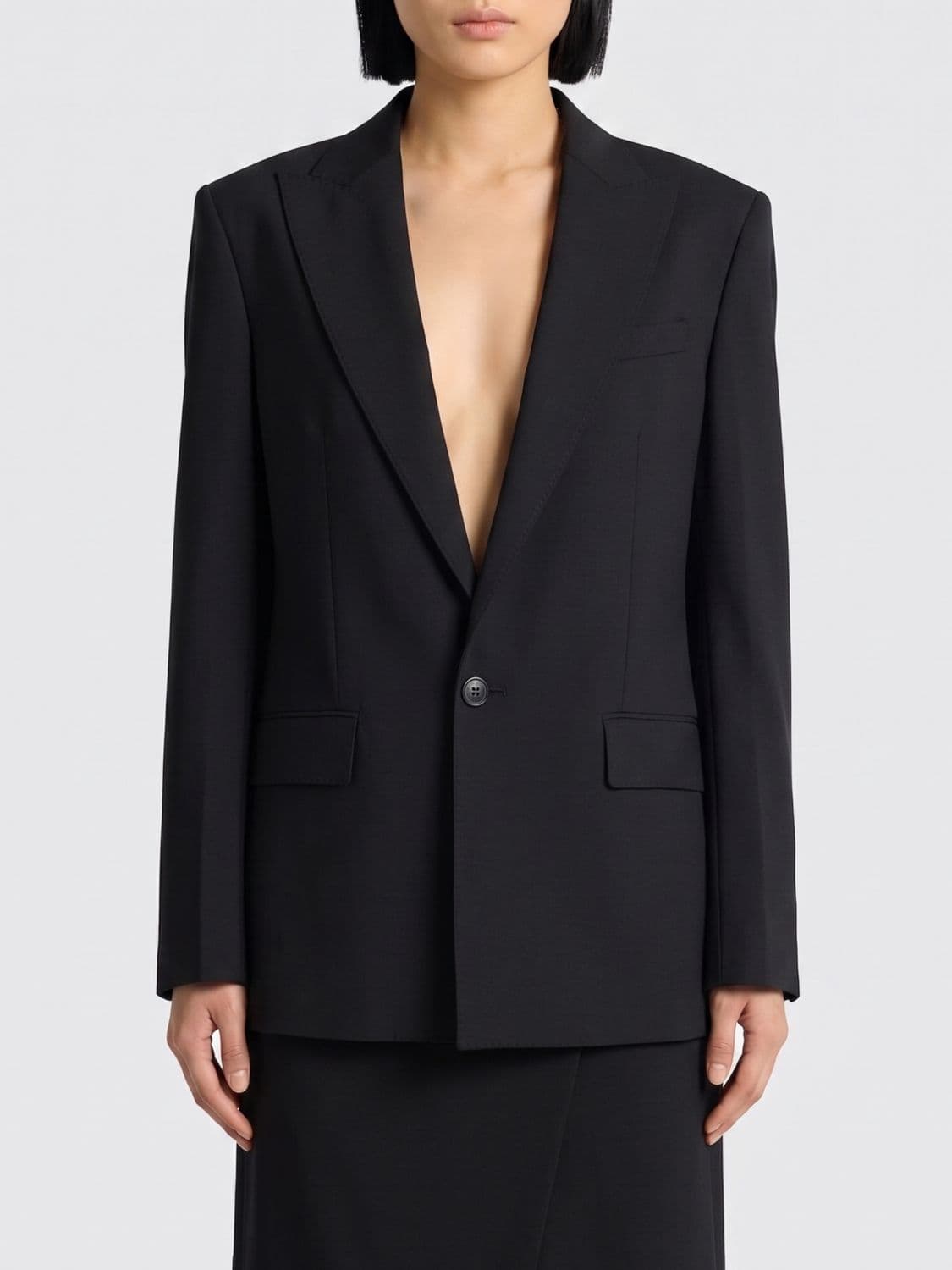 Dsquared2 Cropped Single-Breasted Wool Blend Blazer with Cut-Out Details