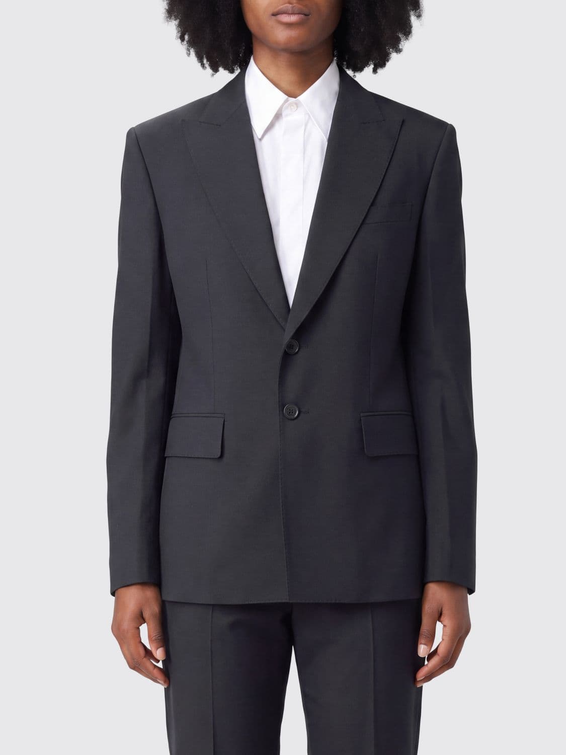 Dsquared2 Single-Breasted Wool Blend Blazer with Peak Lapels and Flap Pockets