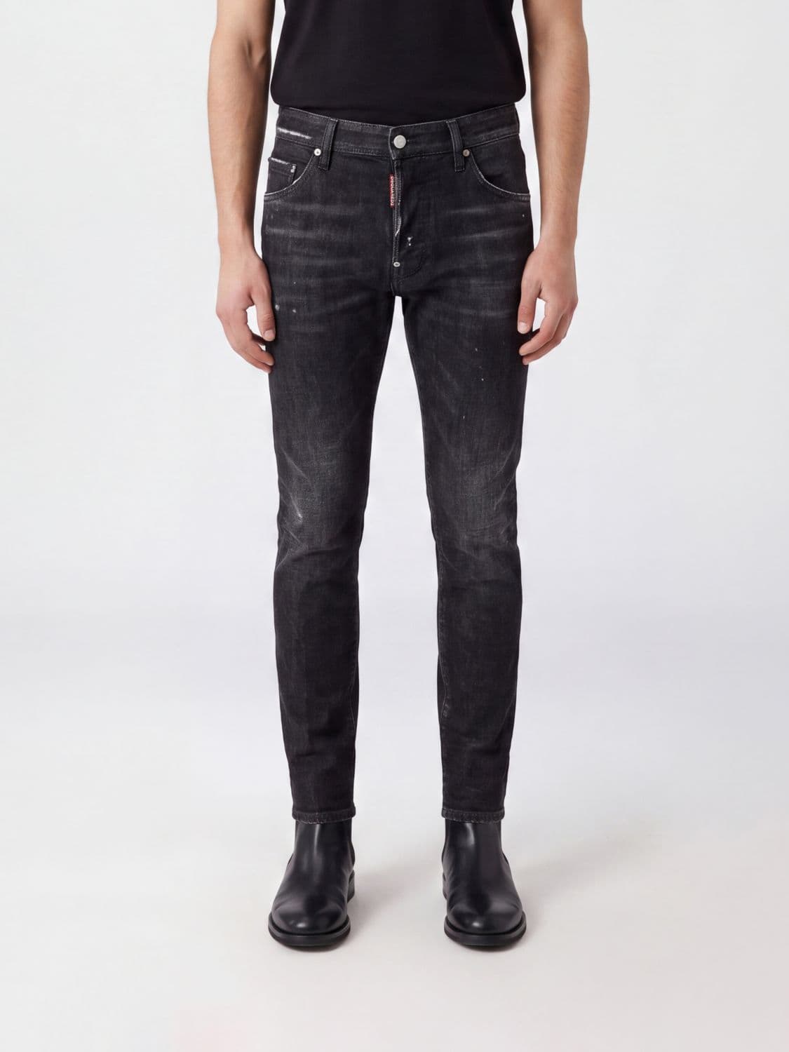 Dsquared2 Mid-Rise Straight Jeans in Distressed Denim with Regular Fit