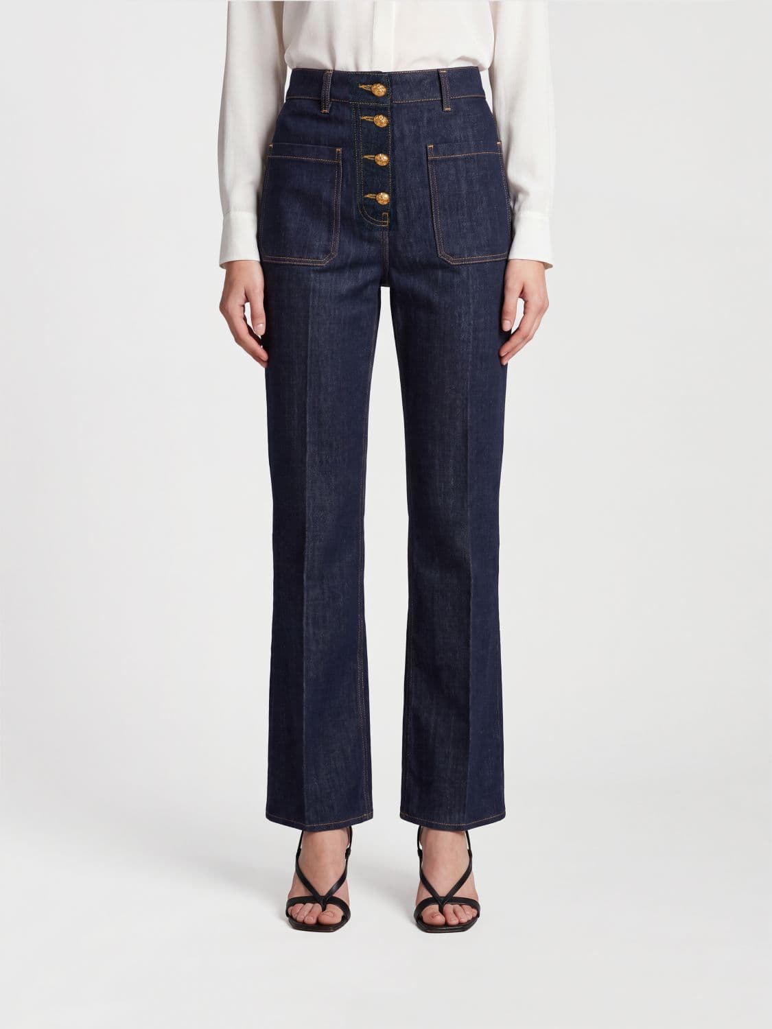 Valentino Garavani High-Waisted Straight-Leg Jeans in Cotton Denim