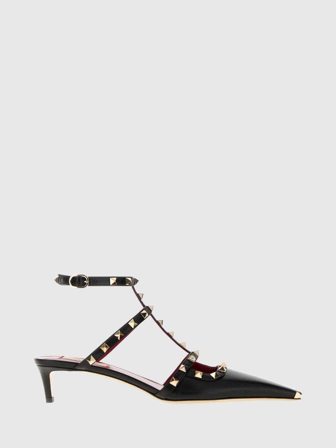 Valentino Garavani Rockstud Leather Slingback Pumps with a Low Stiletto Heel
