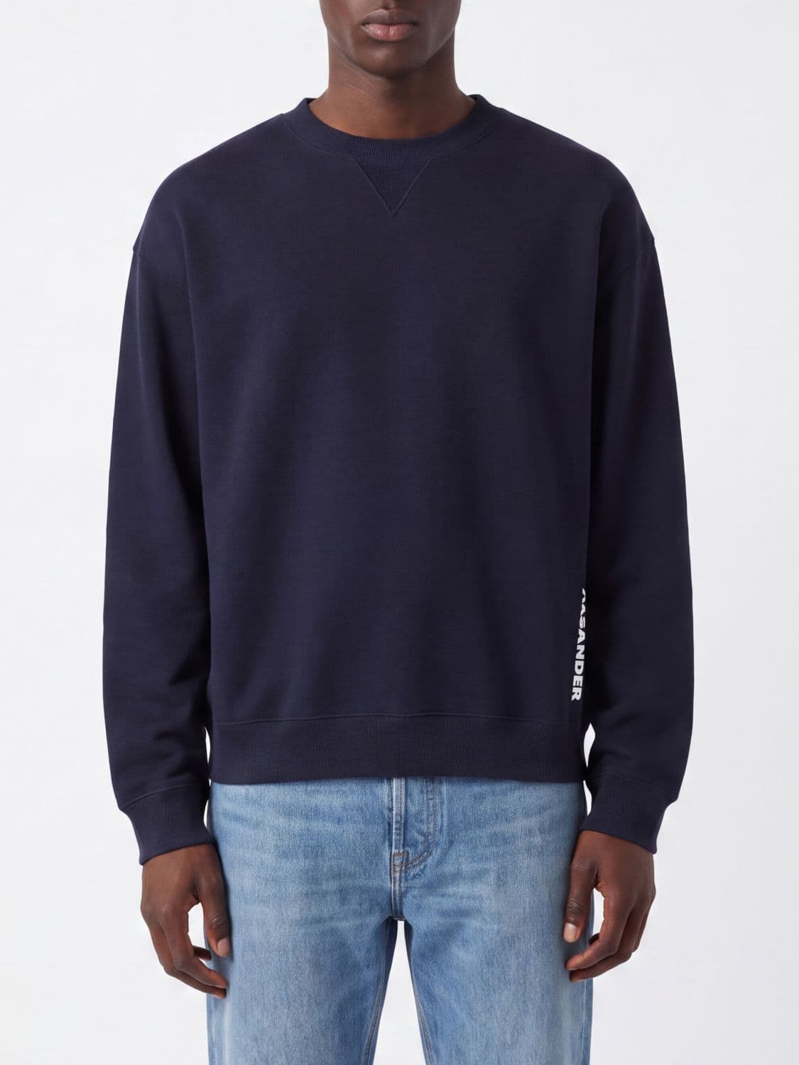 Jil Sander Crewneck Cotton Sweatshirt with Elasticated Cuffs and Hem