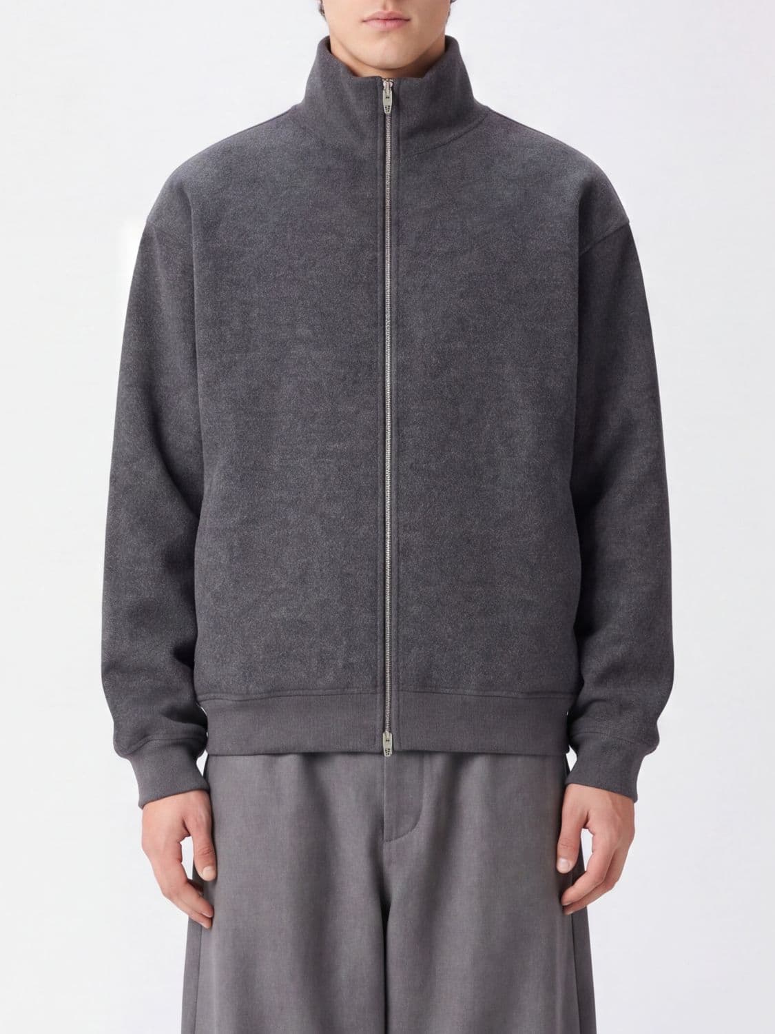 Jil Sander Water-Repellent Wool Knit Bomber Jacket with Two-Way Zip