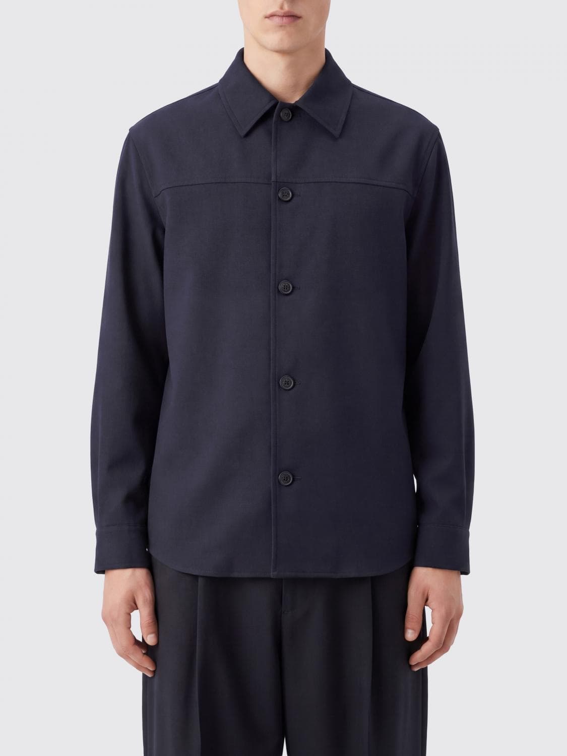 The Row Pure Virgin Wool Shirt with a French Collar and Button Closure