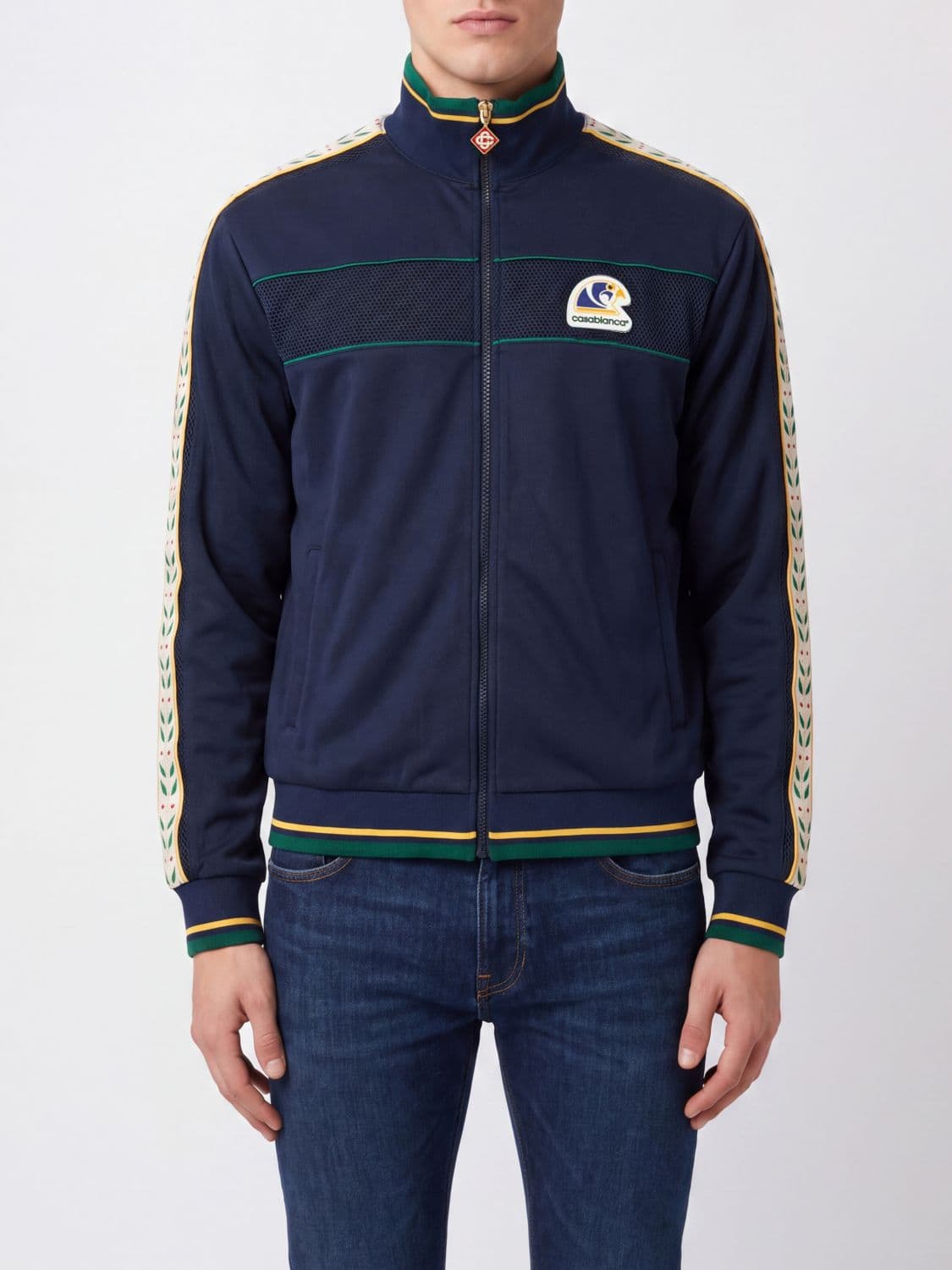 Casablanca Zip-Up Cotton-Blend Track Jacket with High Neck and Logo