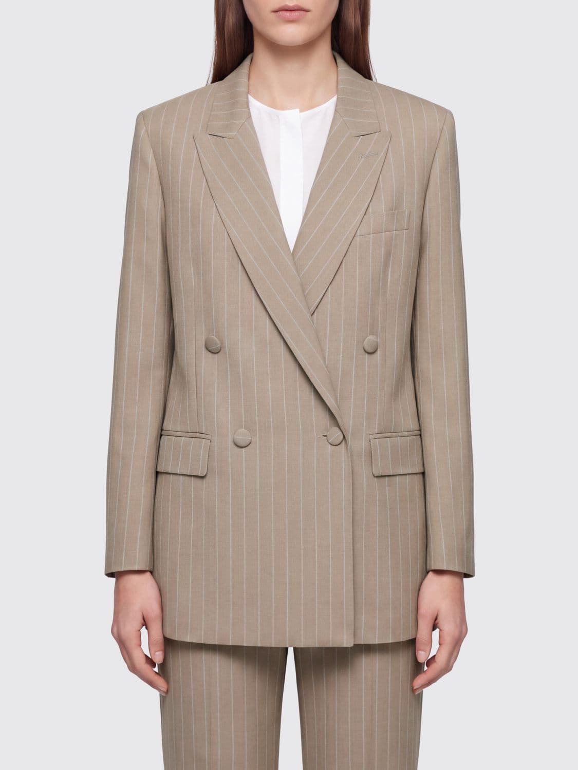 Valentino Garavani Pinstriped Virgin Wool Cropped Double-Breasted Blazer