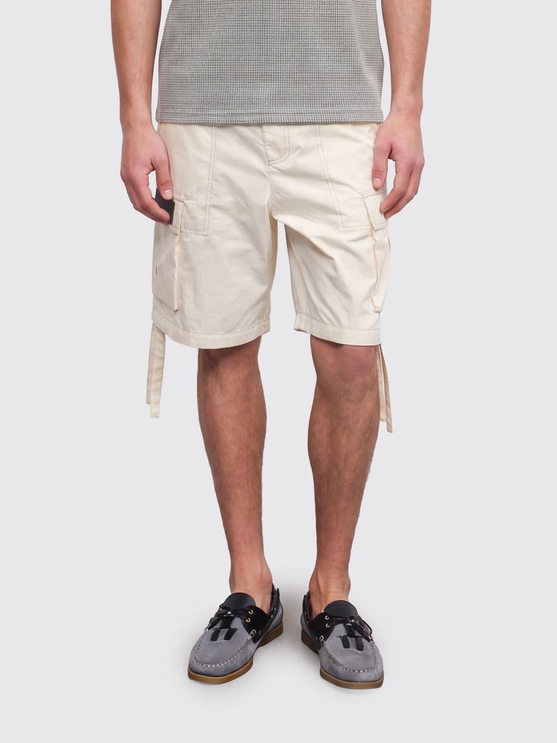 Carrer Ecru Cotton Cargo Shorts with Side Pockets