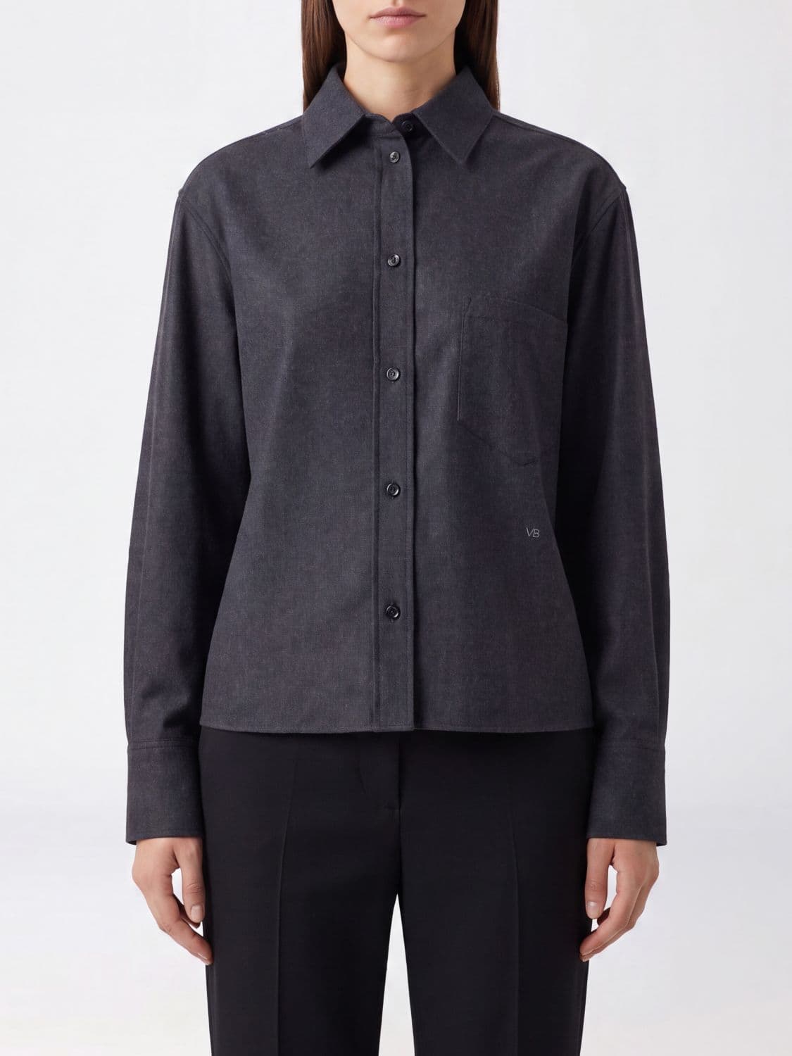 Victoria Victoria Beckham Ellys Wool Shirt with Classic Collar and Pockets