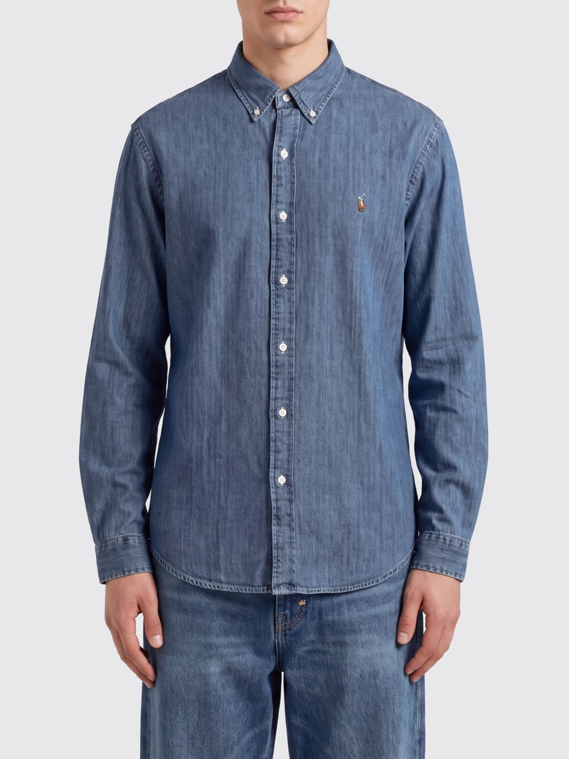 Polo Ralph Lauren Slim Fit Cotton Shirt with Embroidered Pony Logo