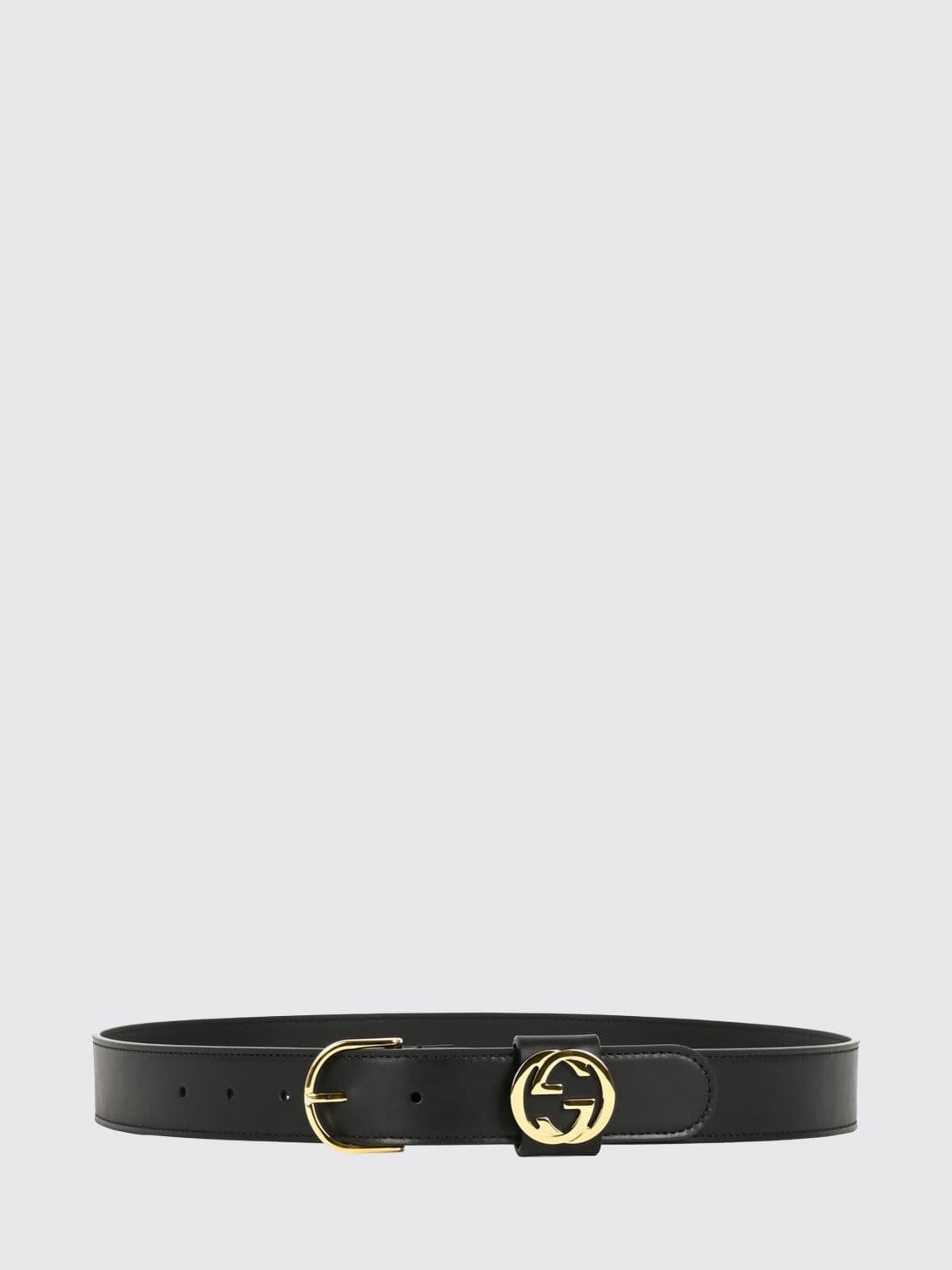 Gucci Smooth Calfskin Leather Belt with Metal GG Monogram Buckle