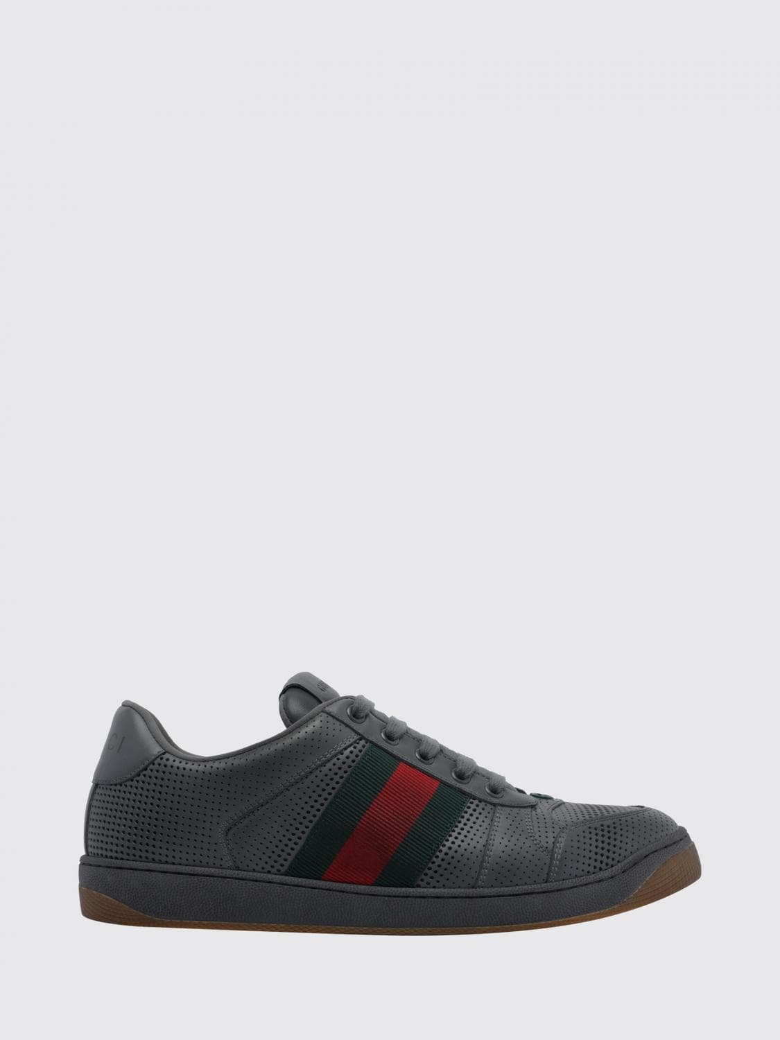Gucci Screener Low-Top Leather Trainers with Bicolour Web Stripe Detail