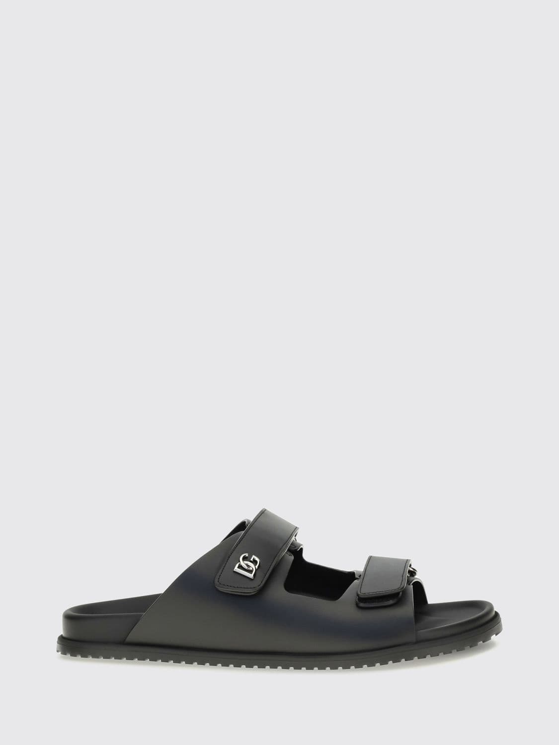 Dolce & Gabbana Calfskin Leather Flat Sandals with DG Monogram Logo