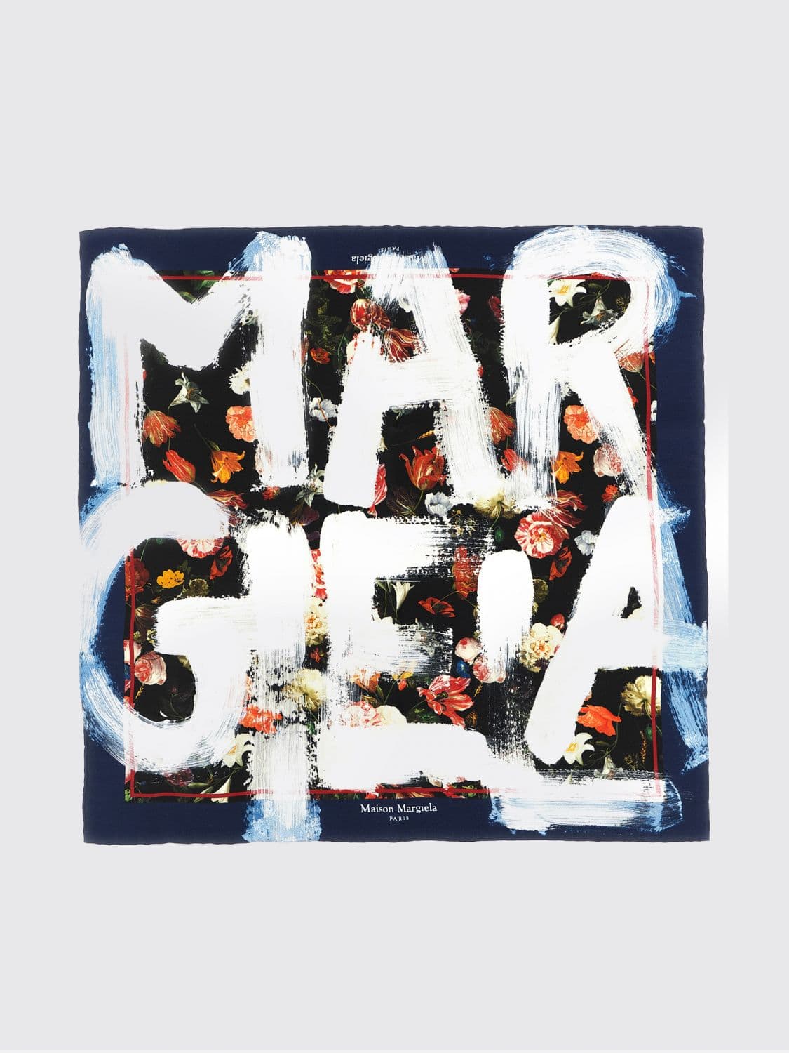 Maison Margiela Floral and Logo Print Silk Square Scarf · OS