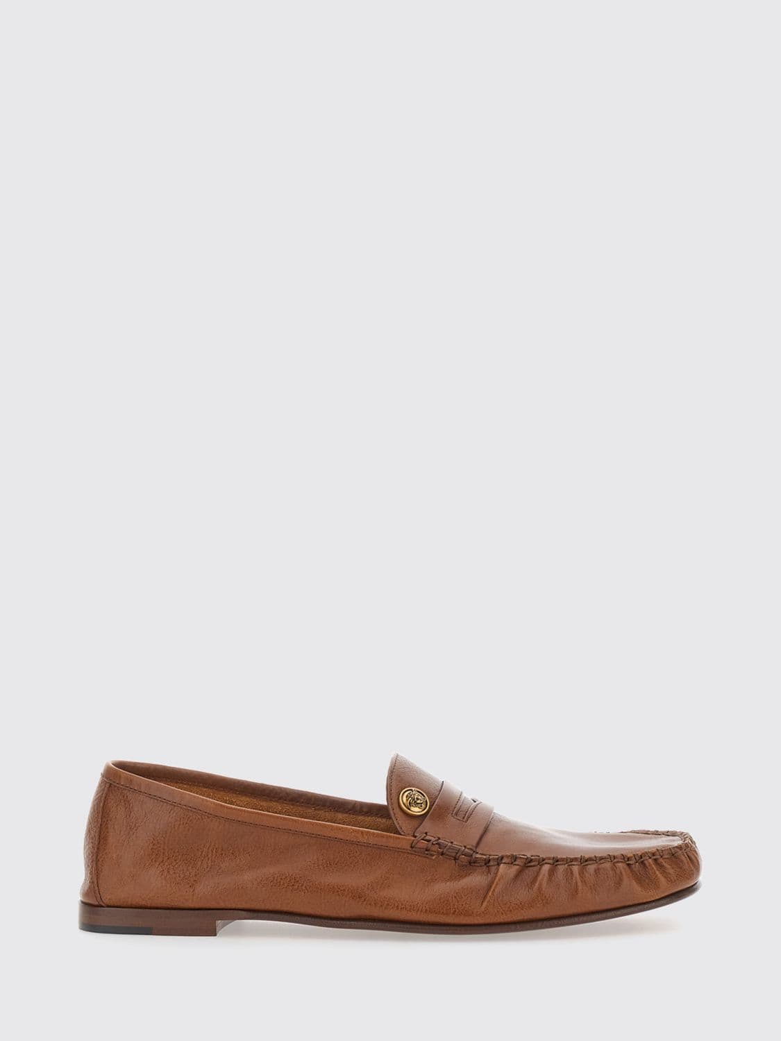 Versace Grain Leather Penny Loafers with Medusa Plaque