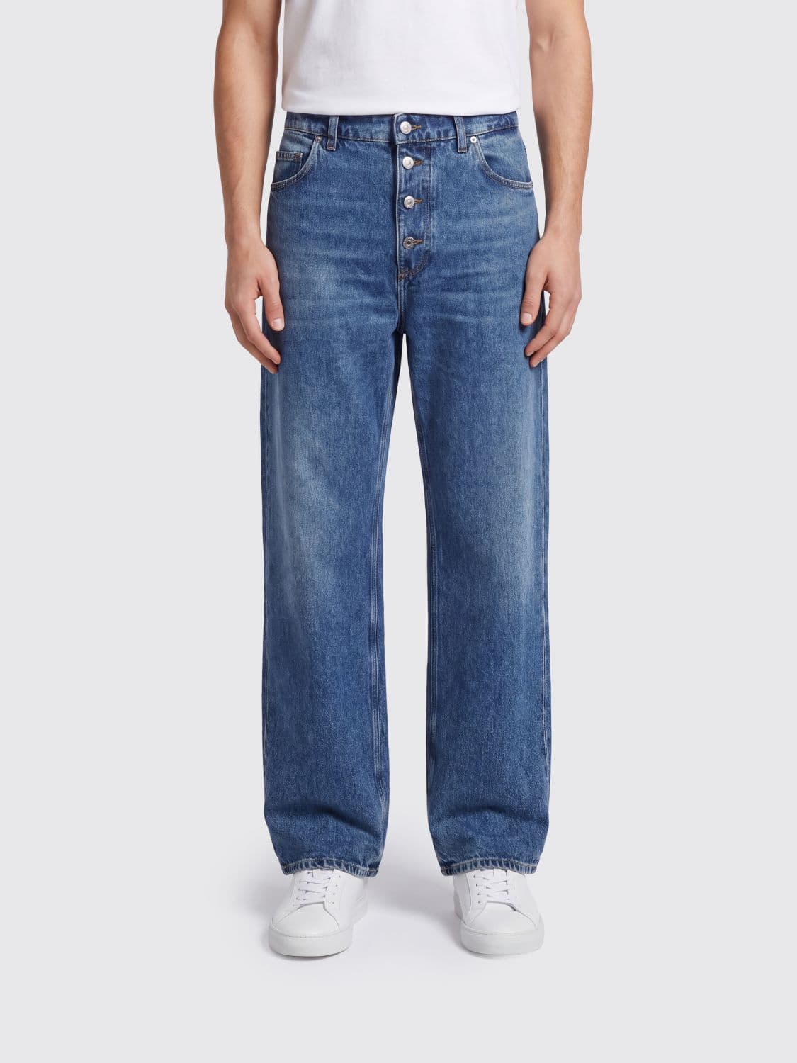 Dolce & Gabbana Mid-Rise Wide-Leg Jeans in Denim with Rear Logo Plaque