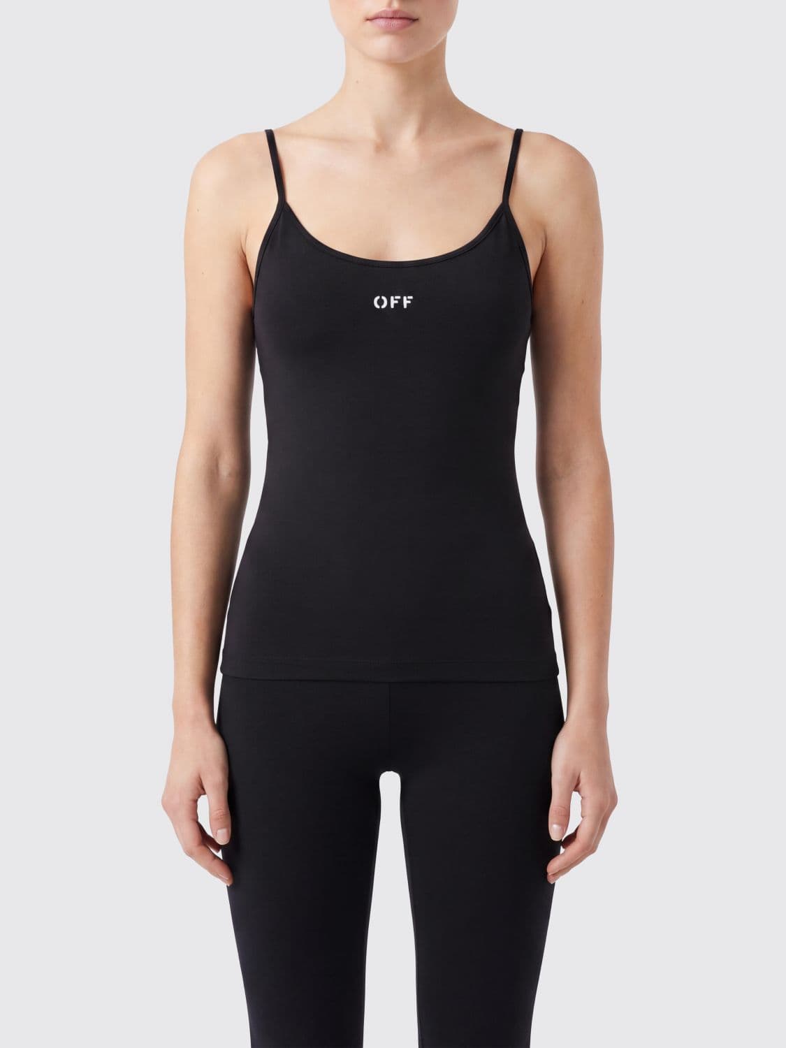 Off-White Slim Fit Sports Top in Nylon with Contrast Logo