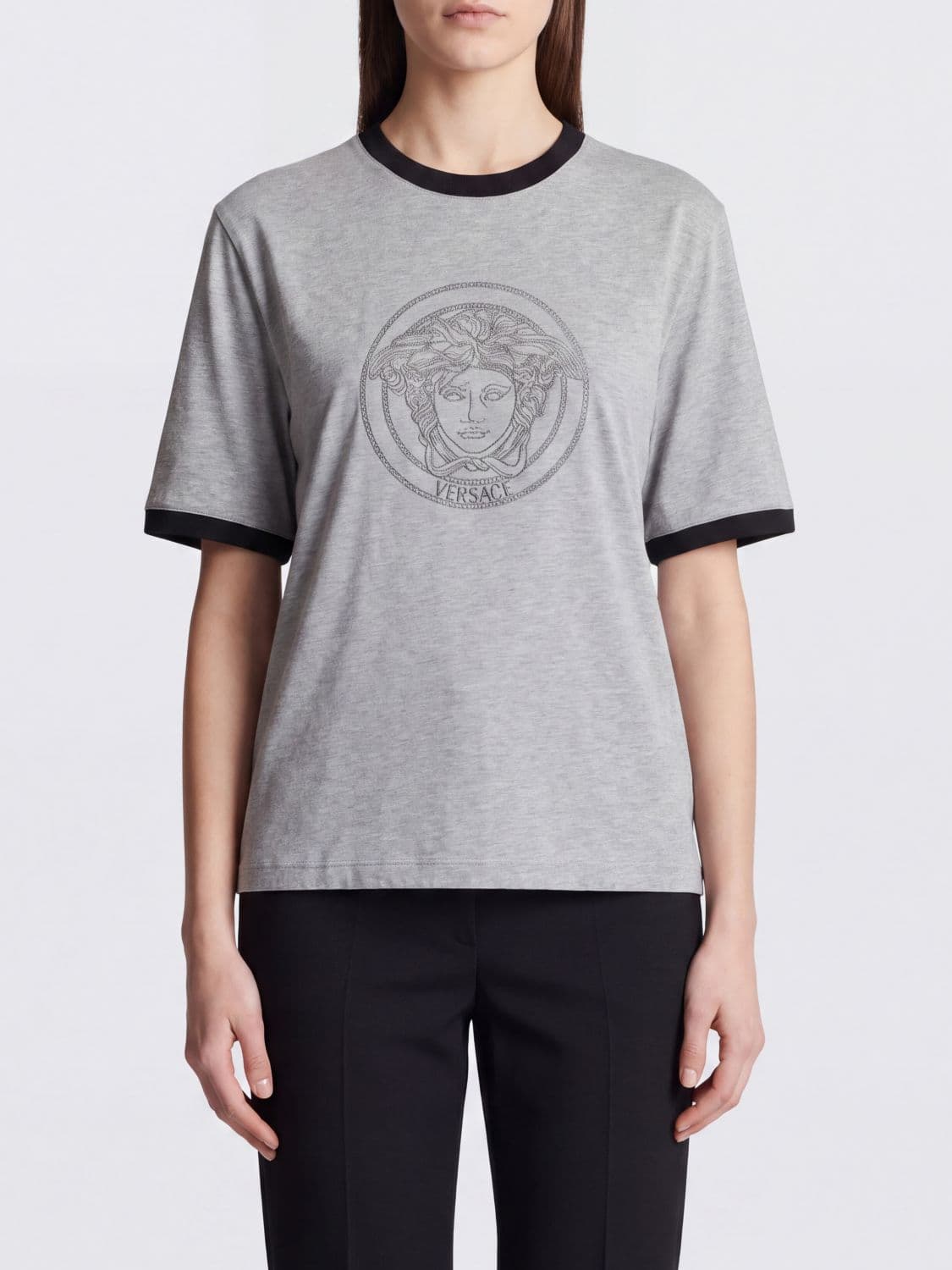 Versace Medusa Logo Print Cotton Crew-Neck T-Shirt