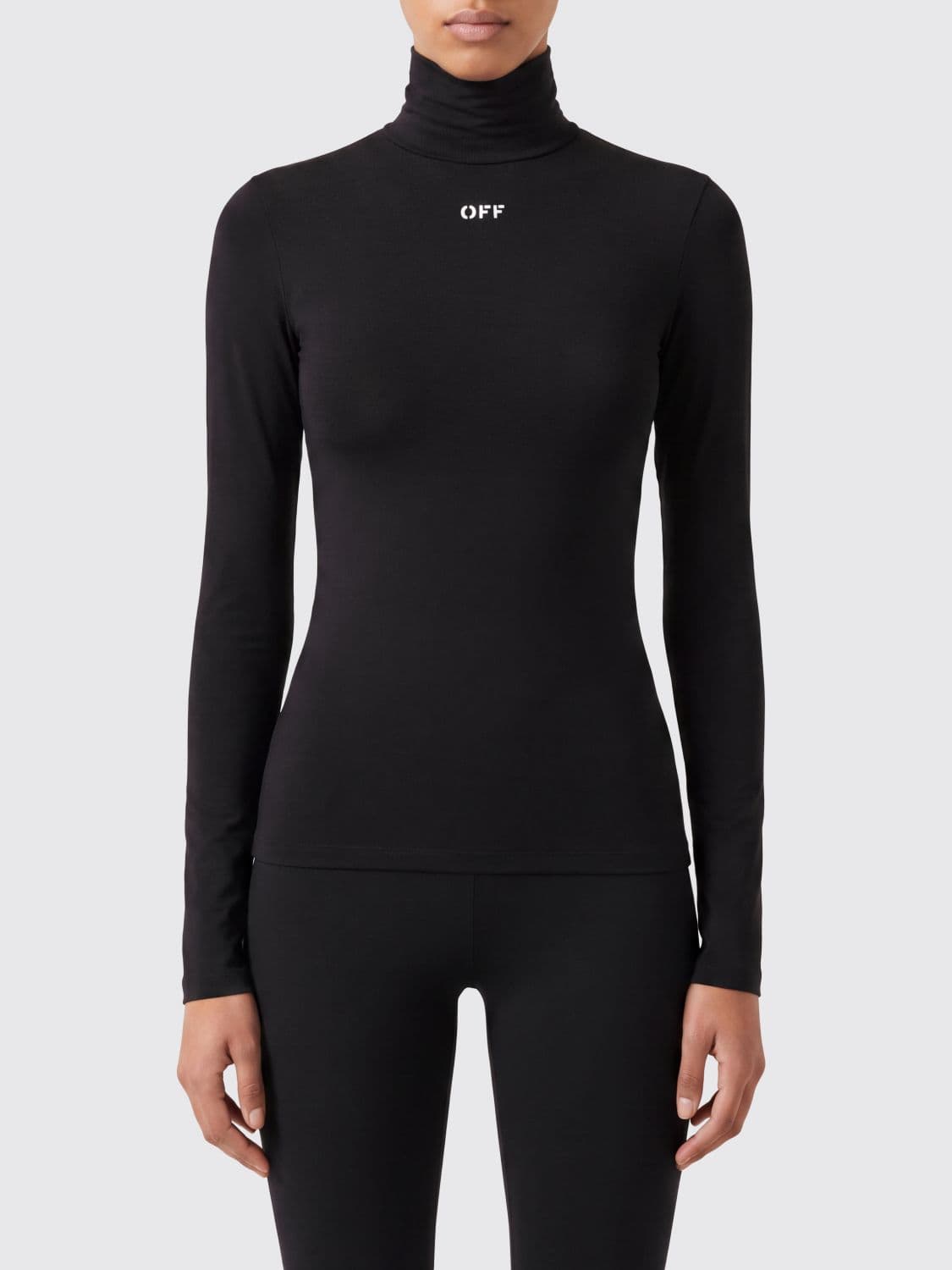 Off-White Logo-Detail Slim-Fit Turtleneck Top in Stretch Technical Fabric