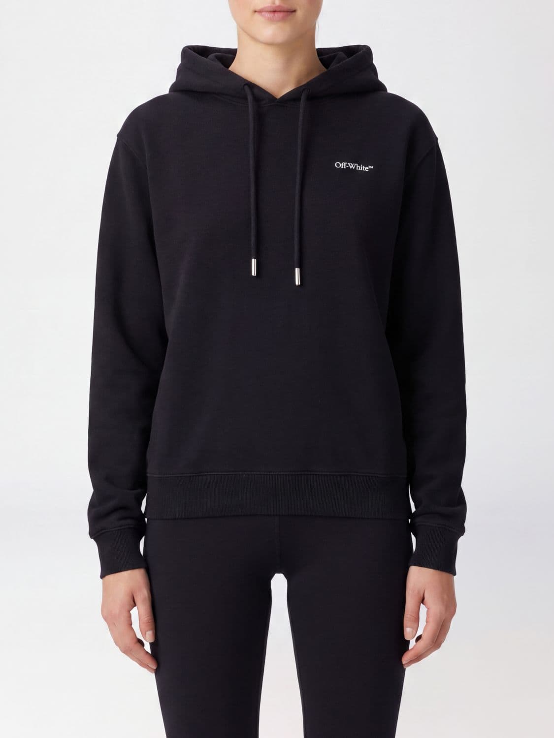 Off-White Arrow Logo Cotton Hoodie with Drawstring