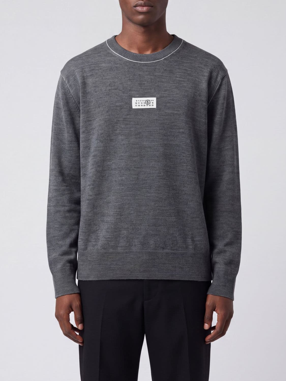 Mm6 Maison Margiela Virgin Wool Crewneck Jumper with Numeric Logo
