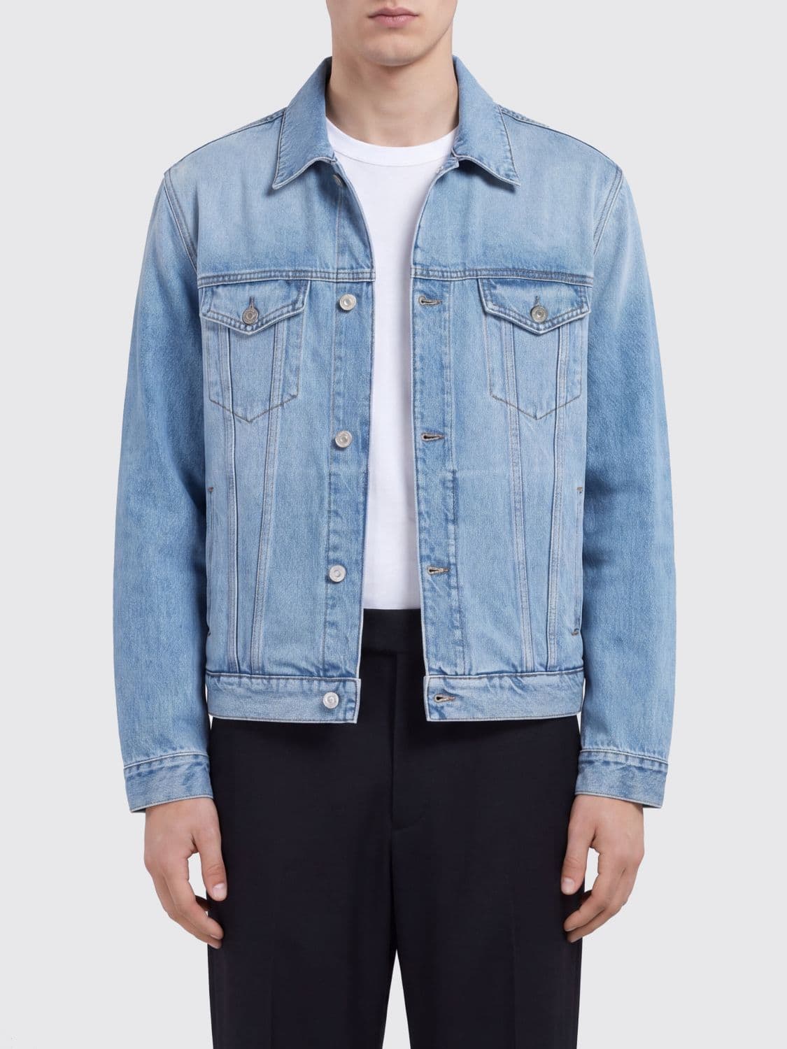 Mm6 Maison Margiela Cropped Bleached-Denim Shirt Jacket