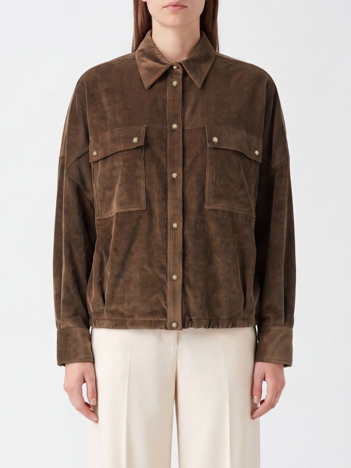 Brunello Cucinelli Viscose and Cashmere Blend Shirt with Patch Pockets