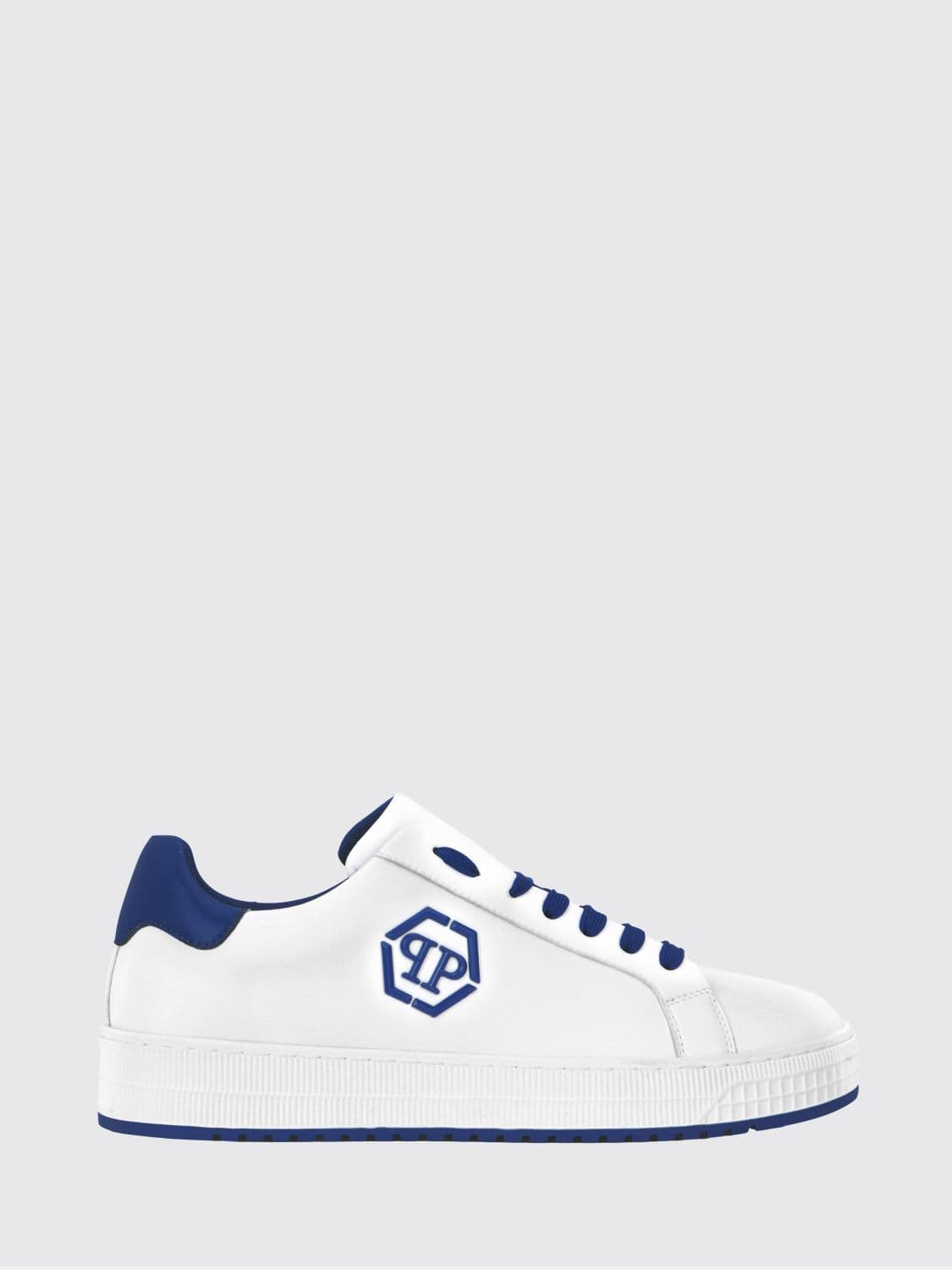 Philipp Plein Two-Tone Monogram Leather Low-Top Trainers with Hexagon Logo