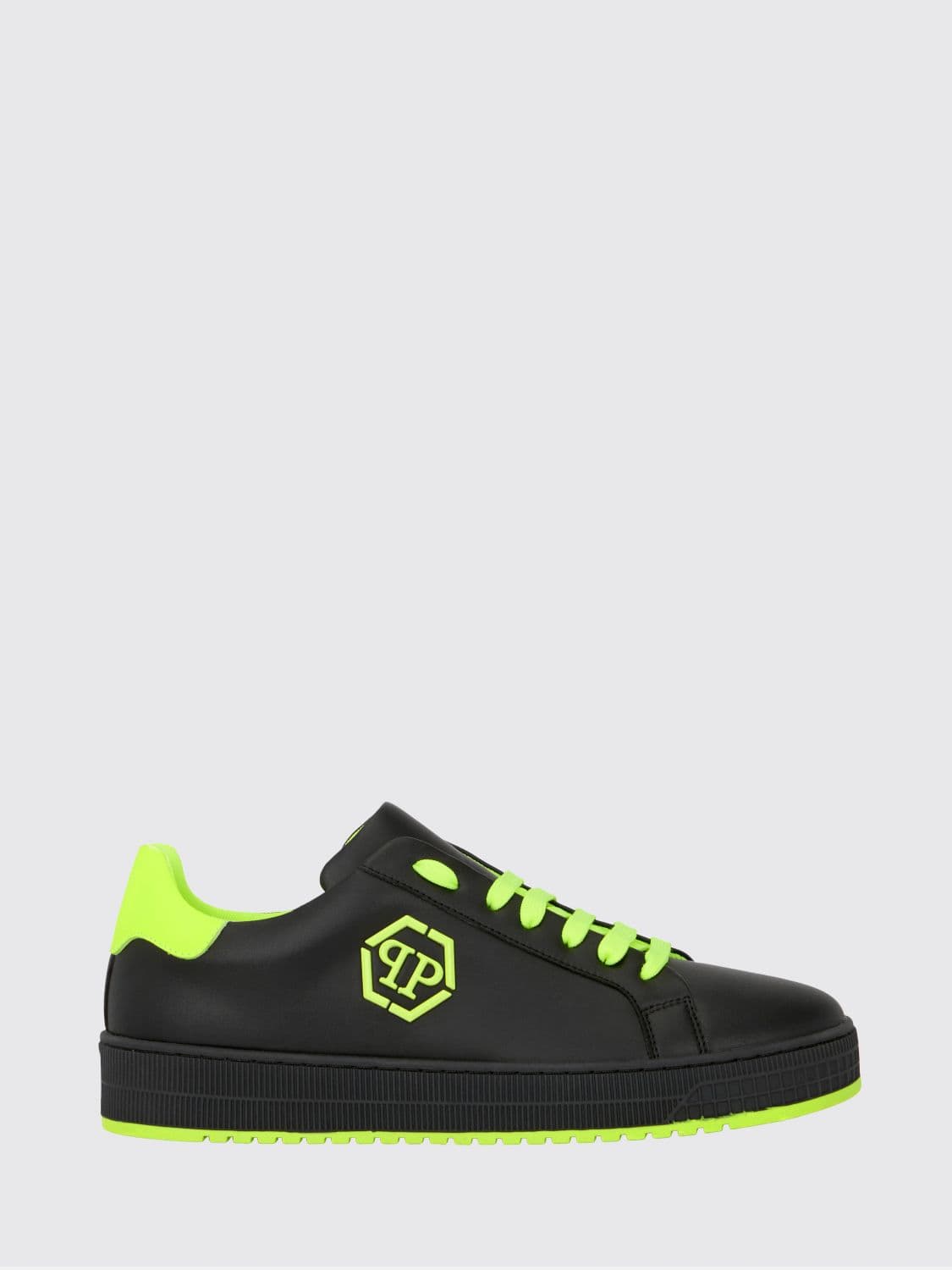 Philipp Plein Two-Tone Monogram Leather Low-Top Trainers with Hexagon Logo