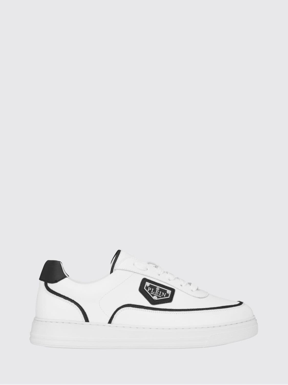 Philipp Plein Two-Tone Leather Low-Top Trainers with Applied Logo