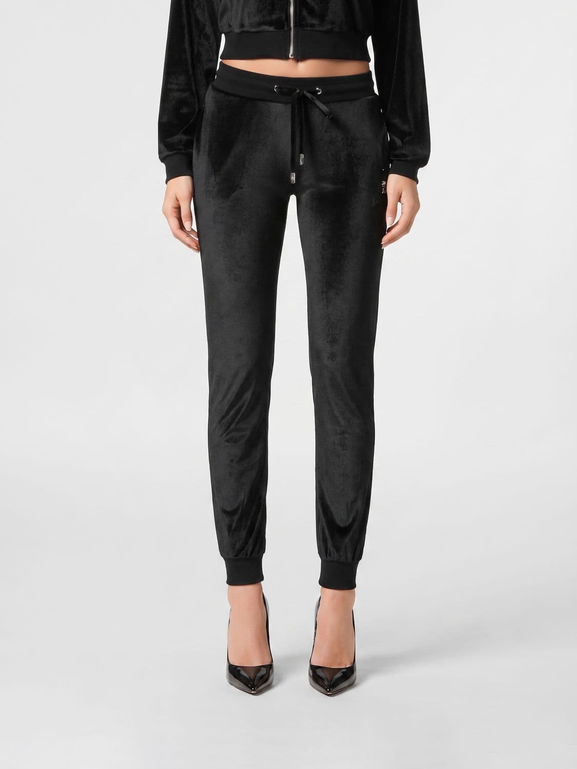 Philipp Plein Slim Fit Chenille Velvet Jogging Trousers with Drawstring Waist