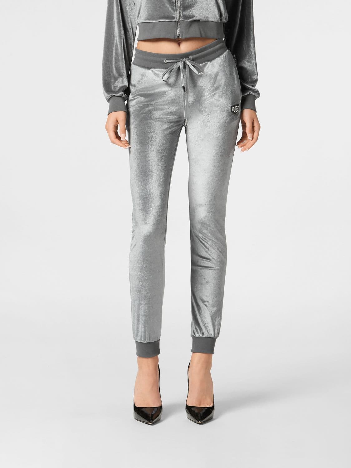 Philipp Plein Slim Fit Chenille Velvet Jogging Trousers with Drawstring Waist